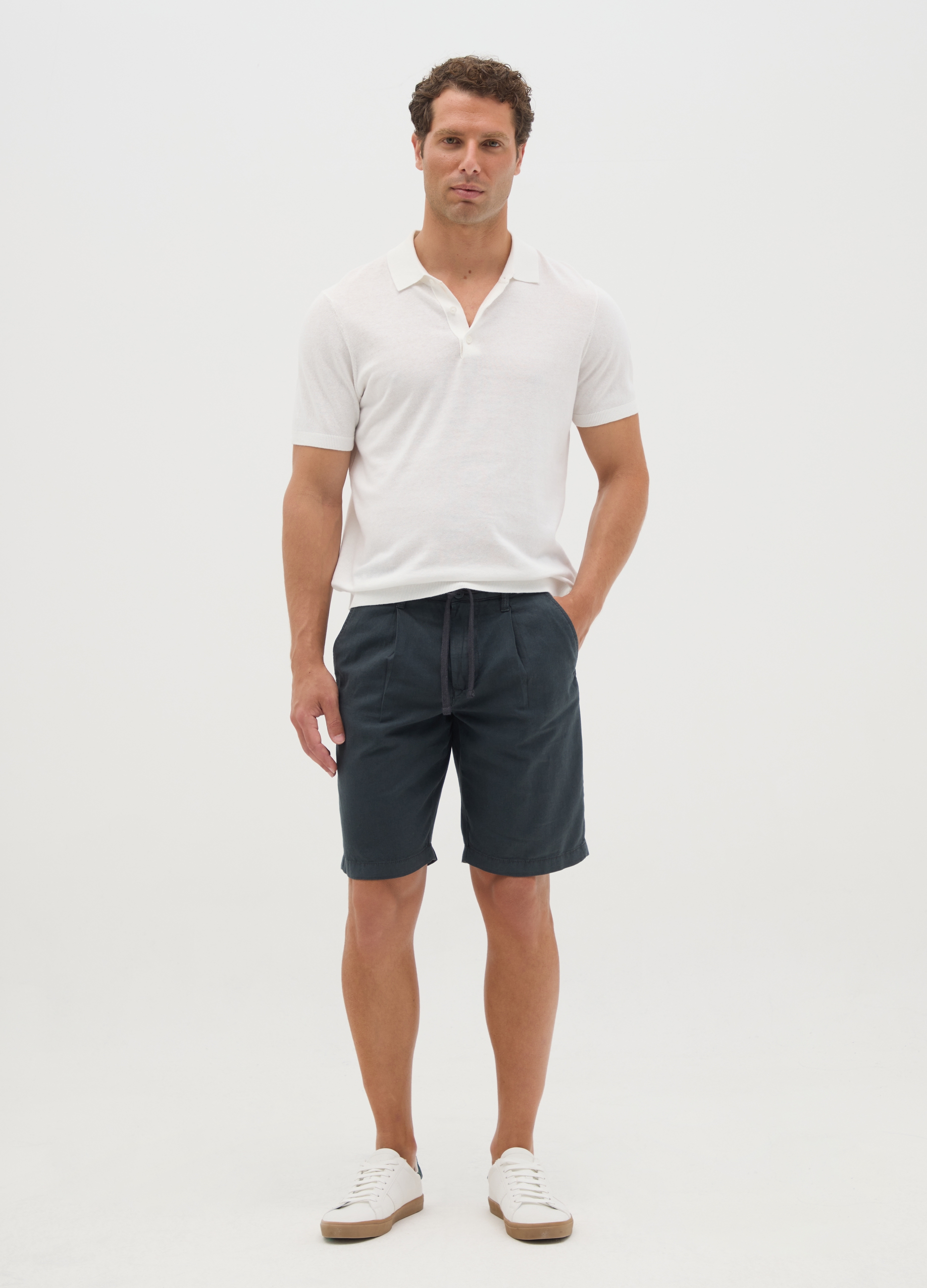 OVS, Pantalones Cortos De Hombre En Azul Ajuste Regular De Mezcla De Lino, Hombre, Blu Bluette, Talla: 48