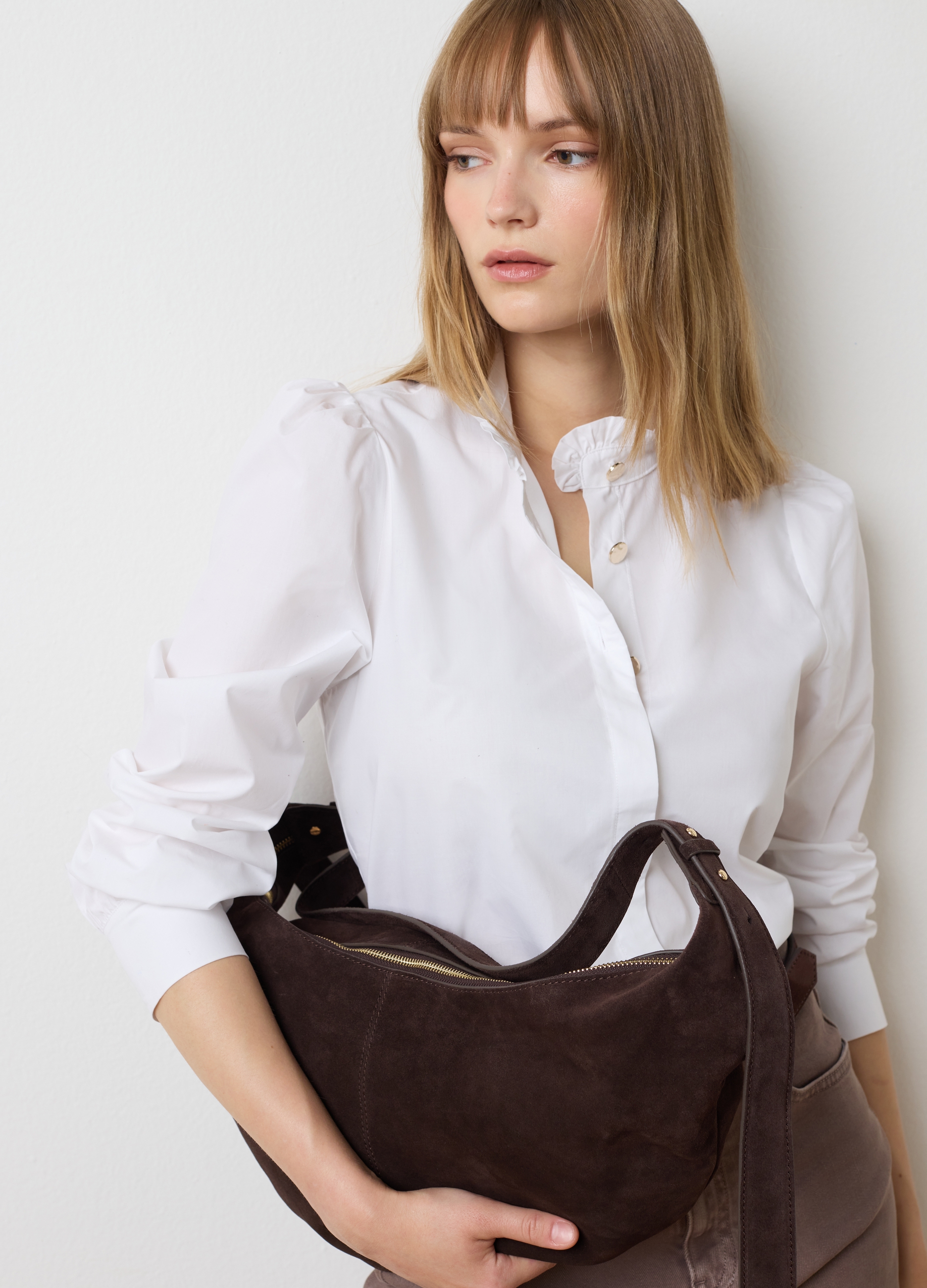 LES COPAINS, Camicia In Puro Cotone Bianca Regular Fit, Donna, Bianco, Taglia: 44