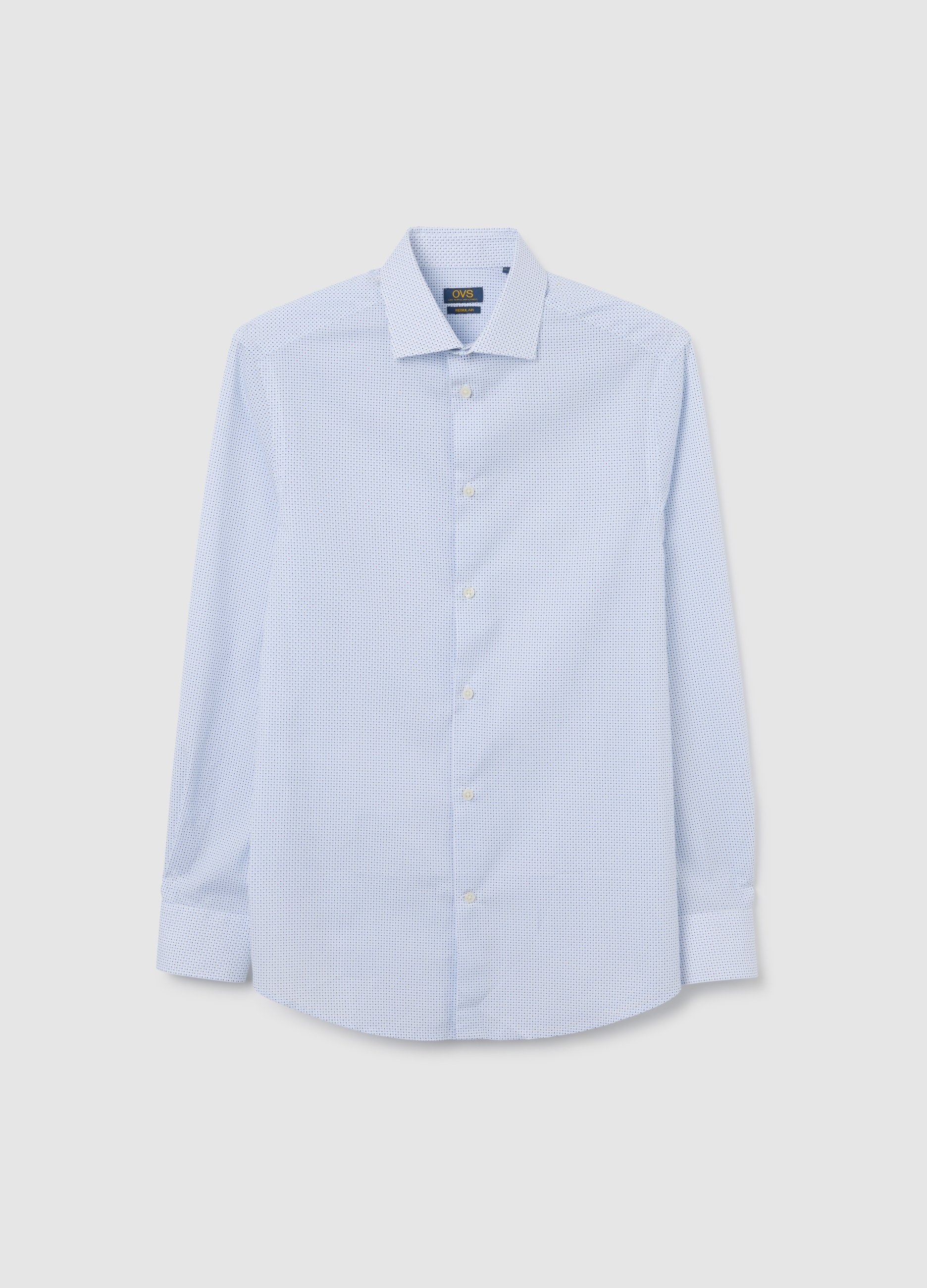 Camisa Multicolor De Algodón Elástico Regular Fit, Hombre, Blanco/azul, Talla: 41