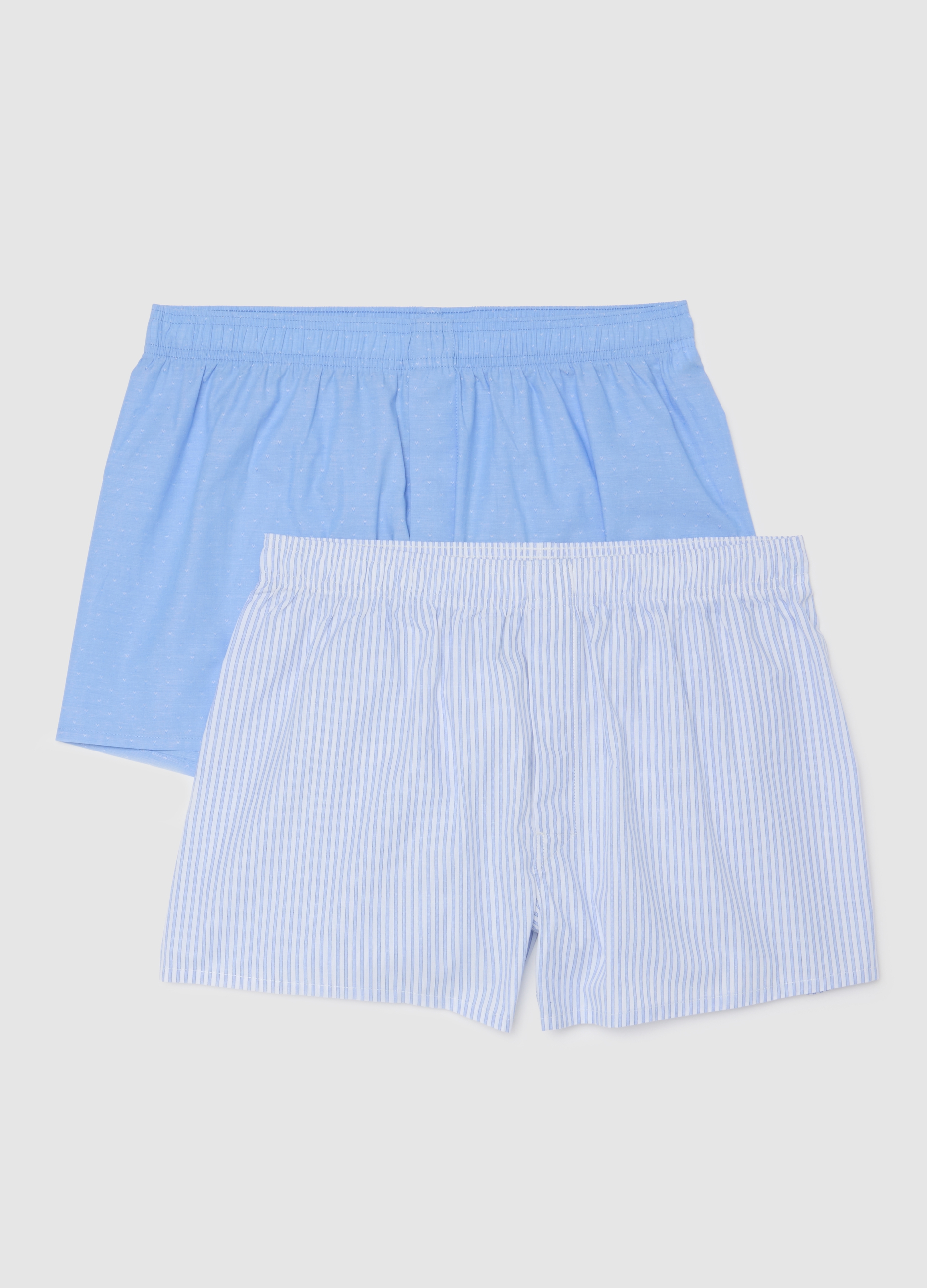 Pack Doble De Boxers Multicolor De Algodón Puro, Ajuste Regular, Hombre, Azul/Blanco, Talla: M