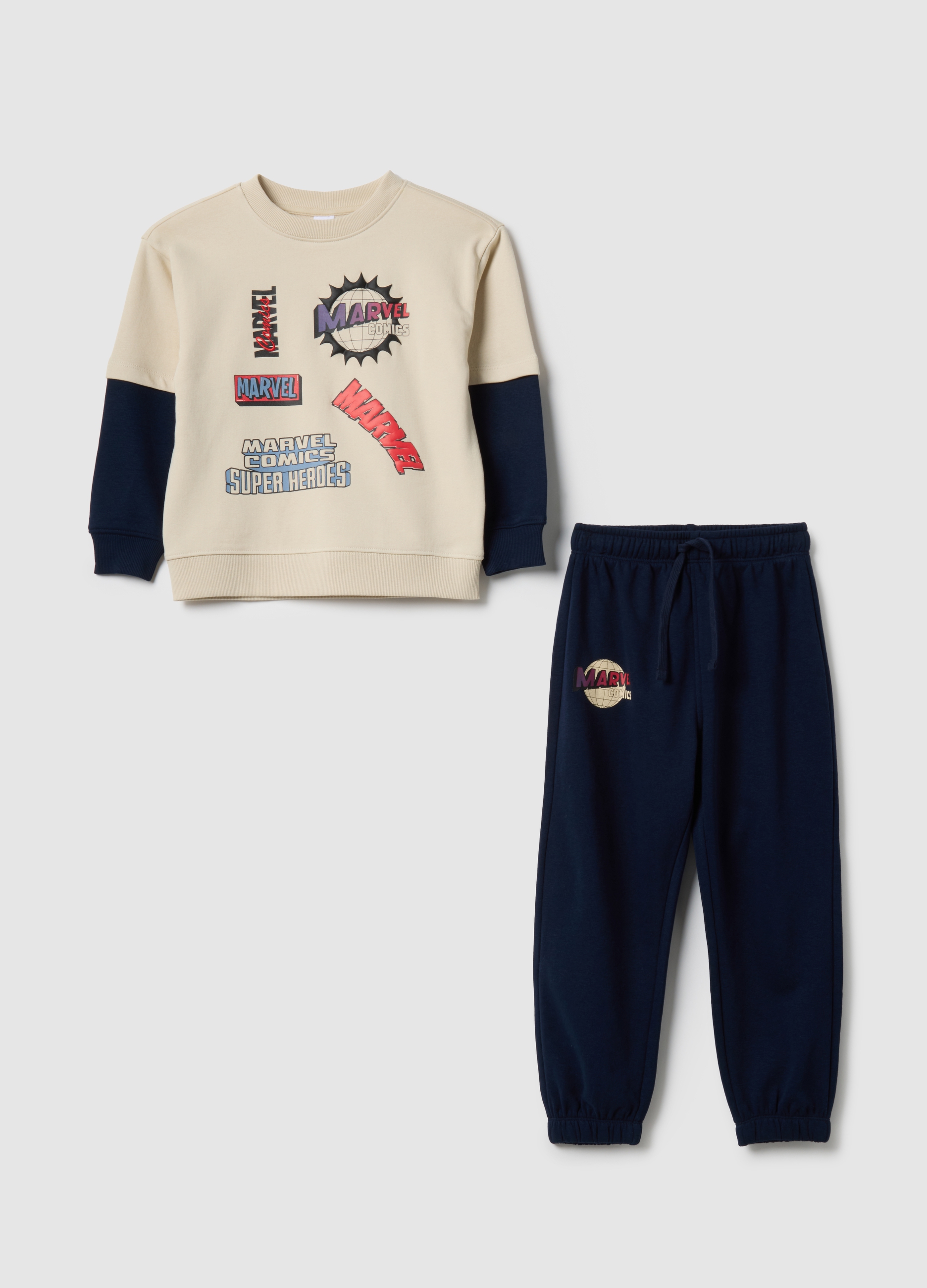 MARVEL, Set Felpa Pantalone Multicolor Da Bambino In Misto Cotone Over Fit, Multicolor, Taglia: 3-4