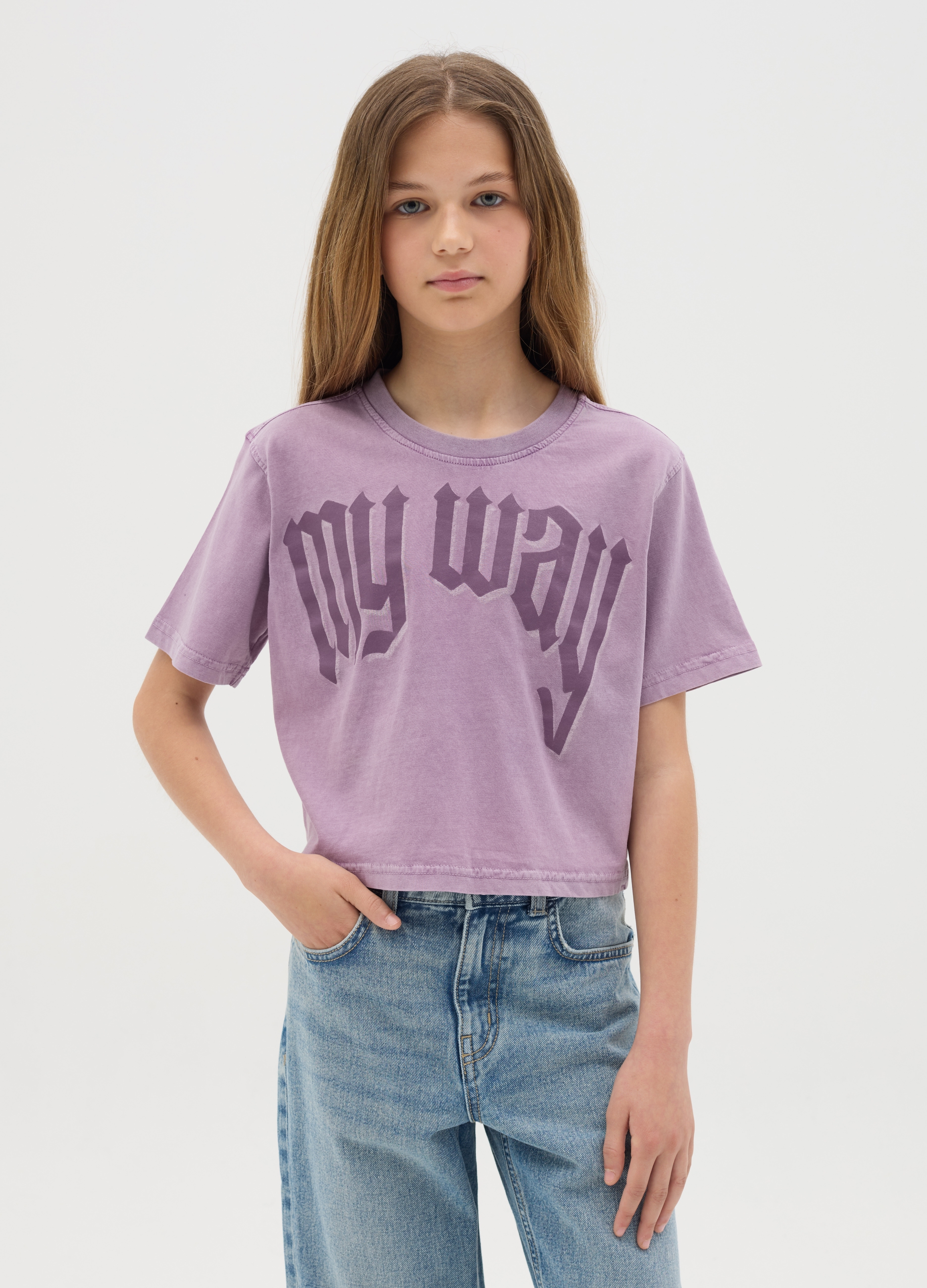 OVS, T-shirt Da Ragazza In Puro Cotone Viola Boxy Fit, Bambina, Viola, Taglia: 10-11