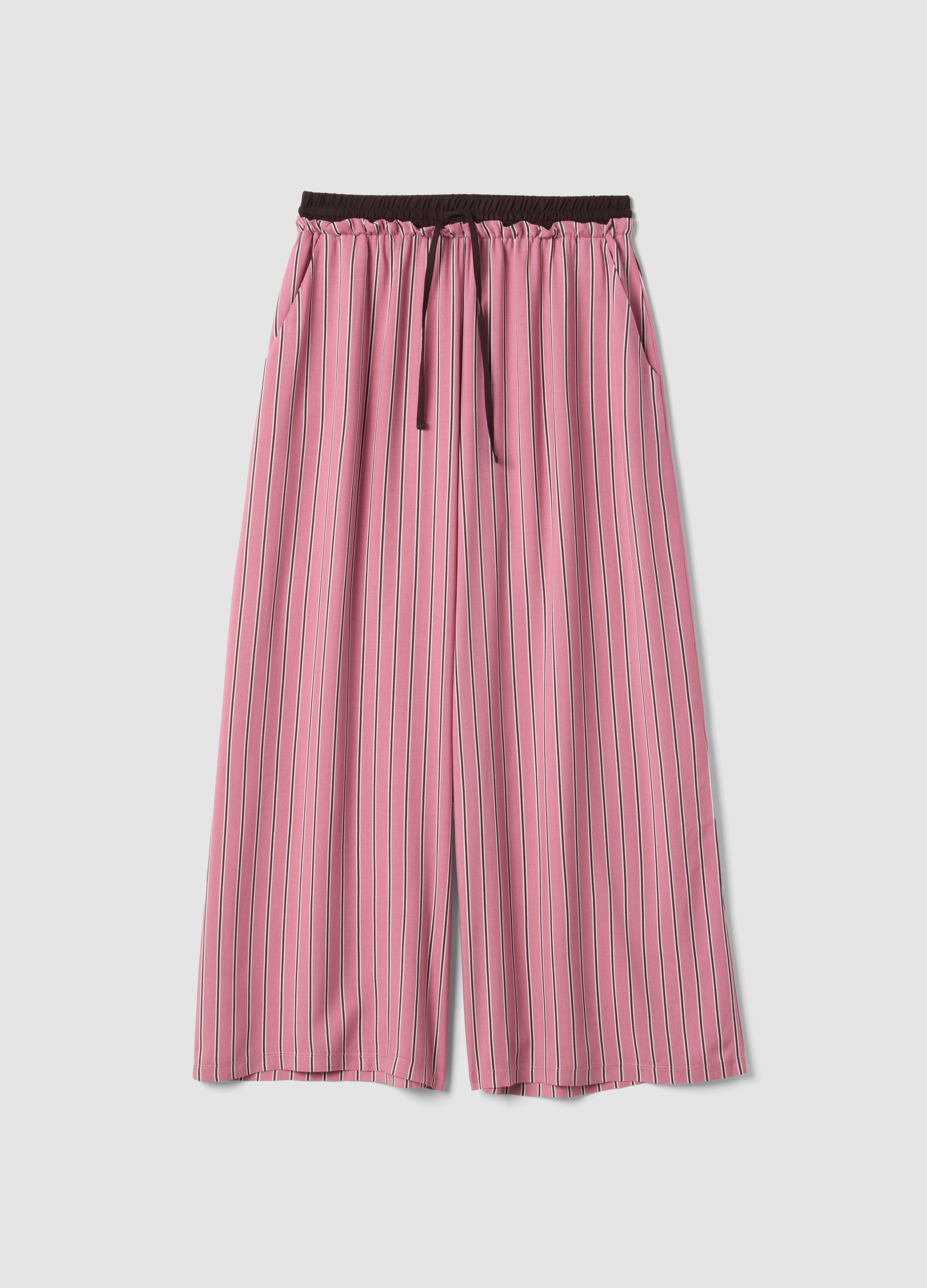 OVS, Pantaloni Pigiama Rosa In Pura Viscosa A Righe, Donna, Rosa, Taglia: XS