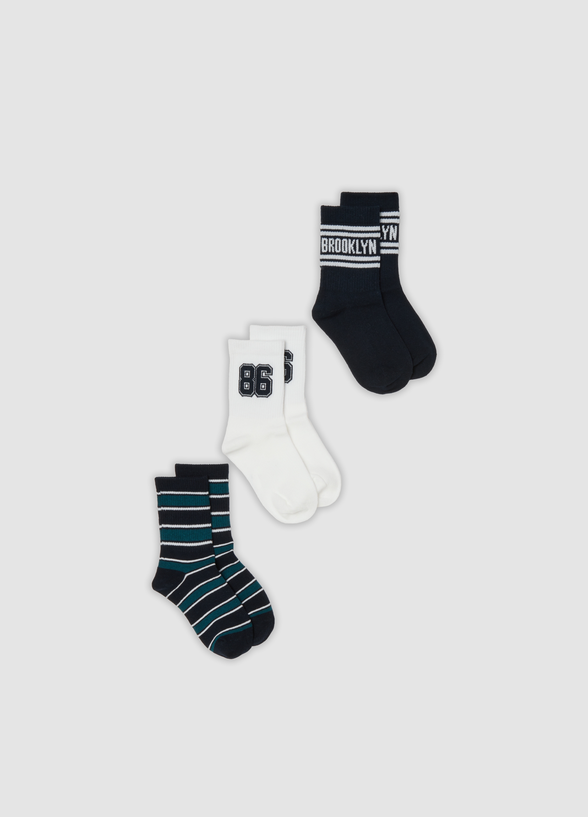 OVS KIDS, Tripack Di Calze Corte Multicolor In Cotone Organico Elasticizzato Per Ragazzo, Bambino, Multicolor, Taglia: 40/42