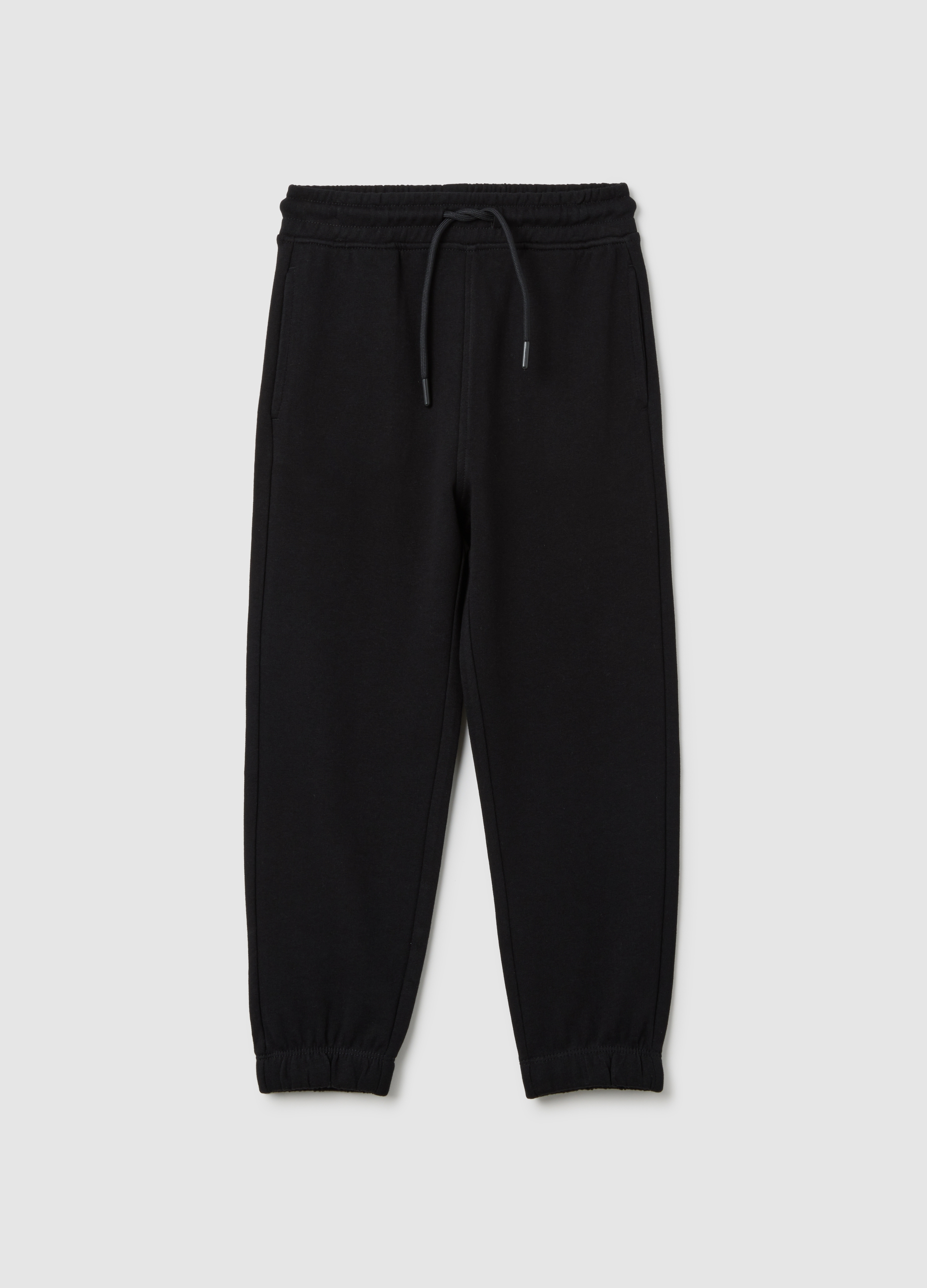 OVS, Kind-jogger-hosen Aus Reinem Schwarzen Baumwolle In Regular Fit, Junge, Gunmetal, Größe: 4-5