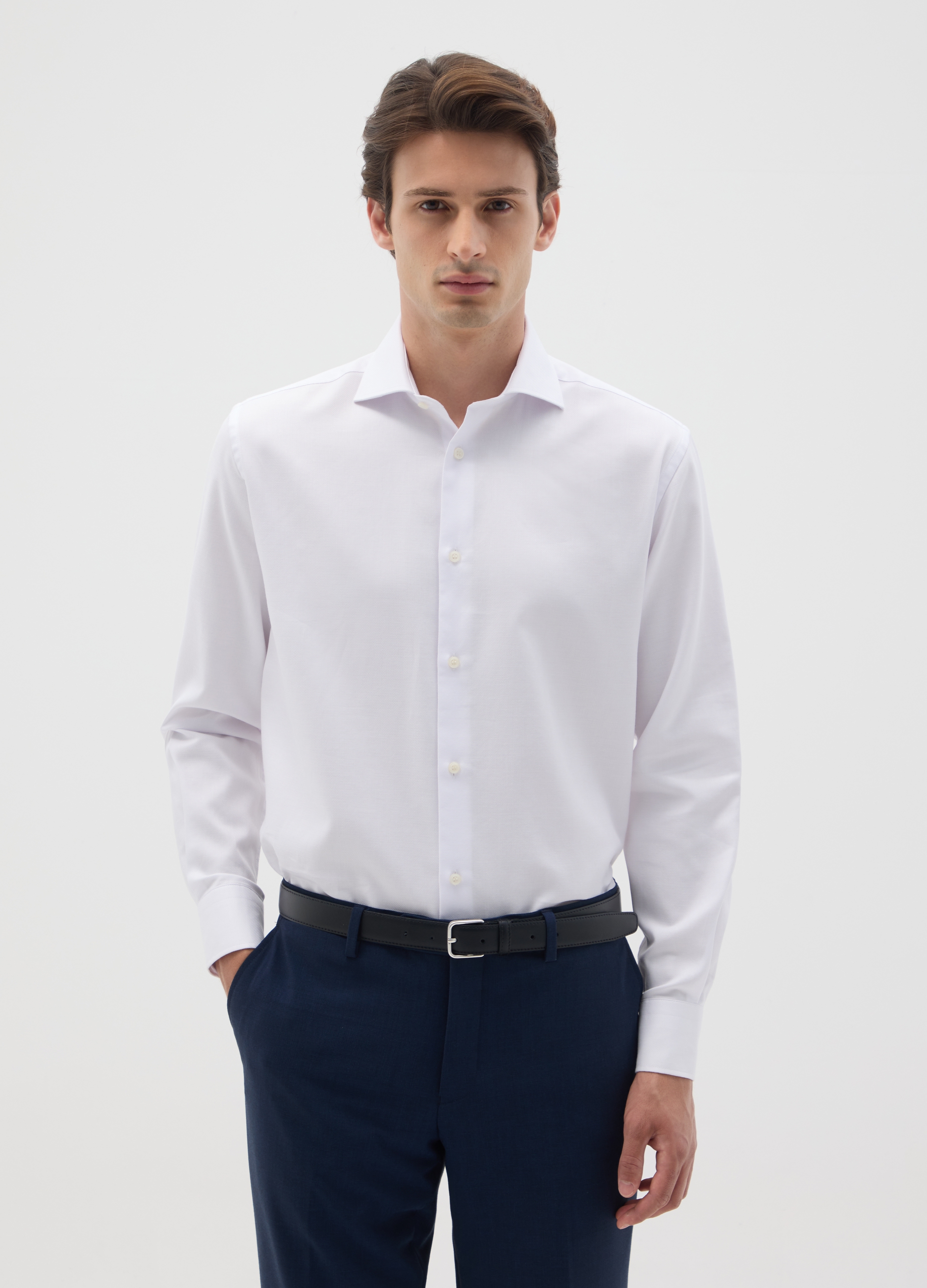 OVS, Camicia Da Uomo In Puro Cotone Bianca Easy Iron, Bianco, Taglia: 41