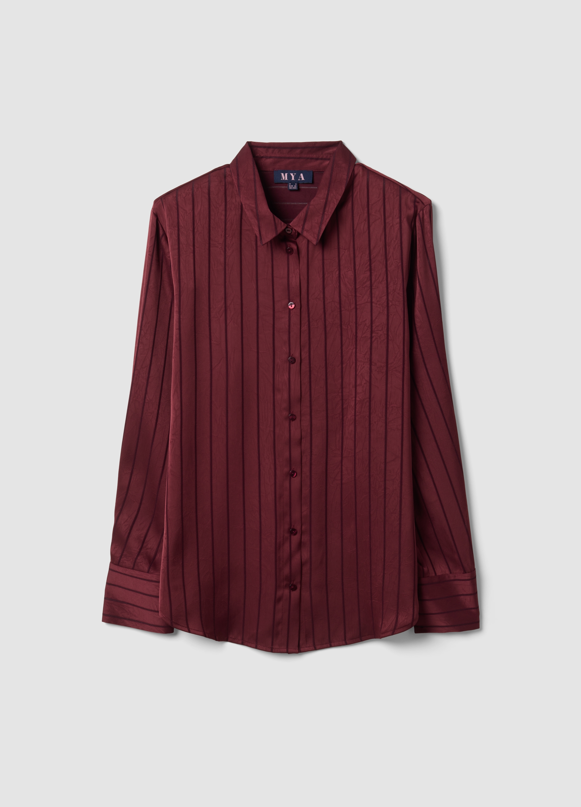 MYA, Camicia Rossa A Righe Con Colletto Classico Regular Fit, Donna, Rosso, Taglia: M