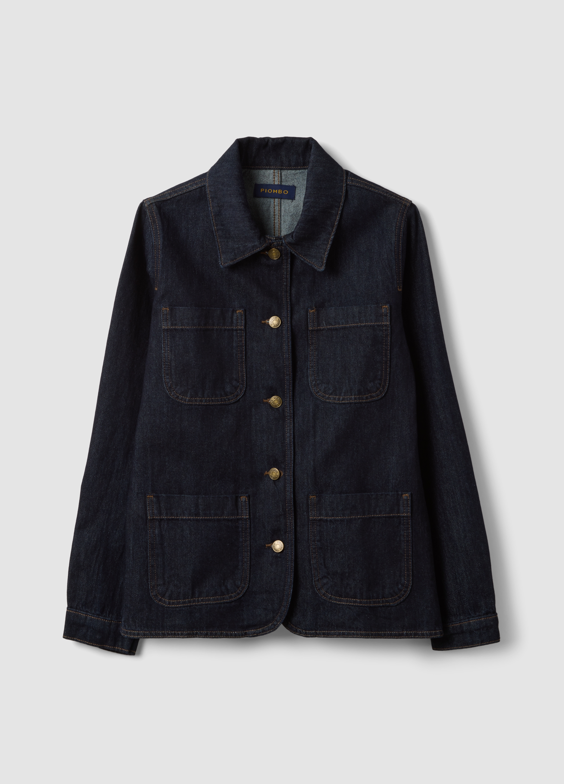 PIOMBO, Giacca In Denim Blu In Puro Cotone Regular Fit Con Bottoni, Donna, Blu, Taglia: XS