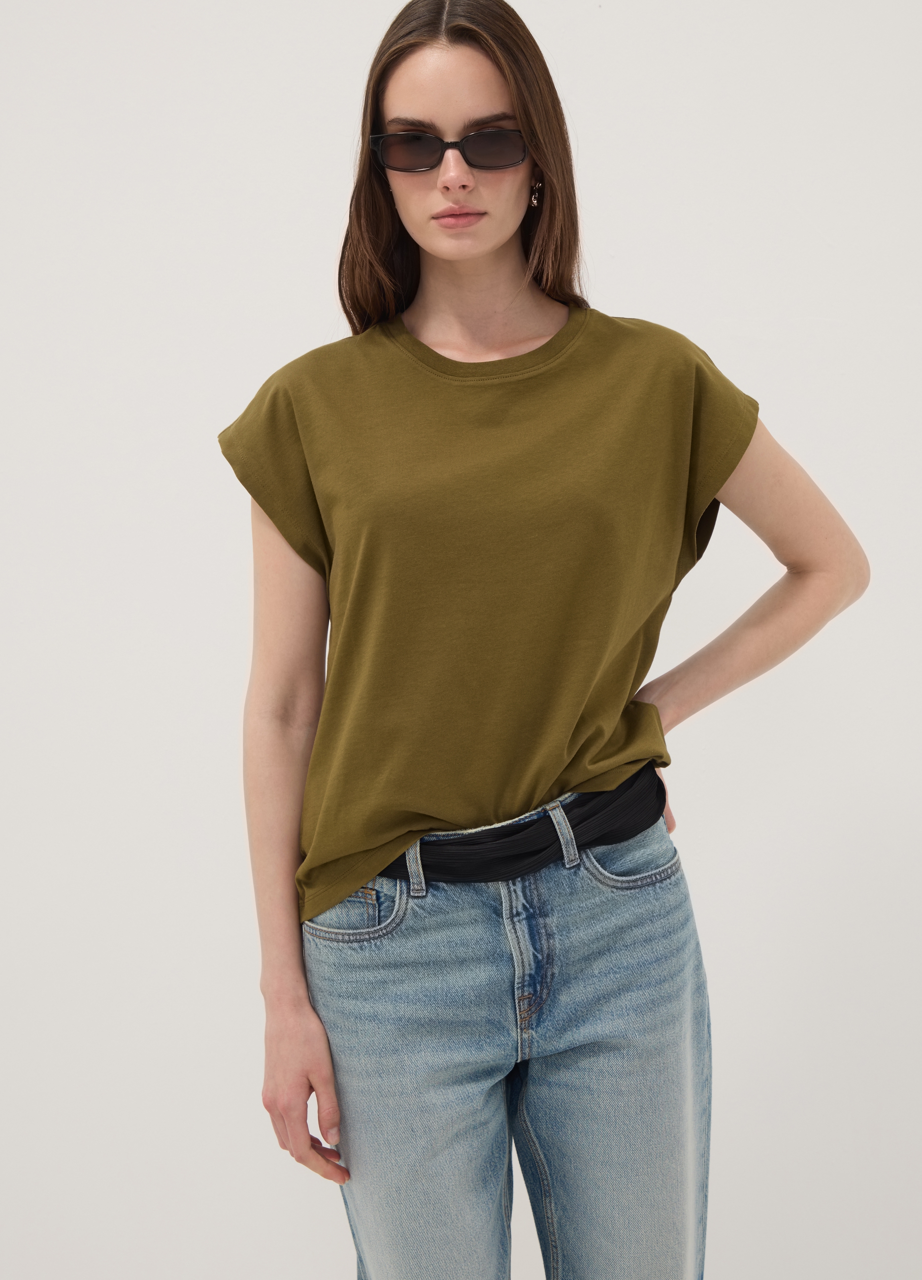 OVS, T-shirt Verde In Puro Cotone A Maniche Corte Regular Fit, Donna, Verde, Taglia: S