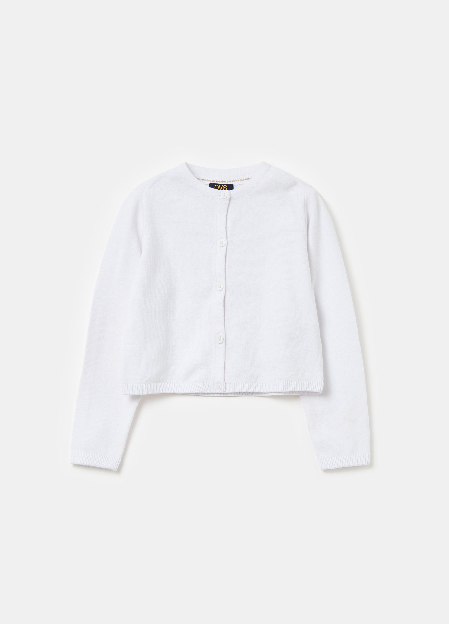 OVS, Cardigan Girocollo In Cotone, Bambina, Bianco, Taglia: 3-4