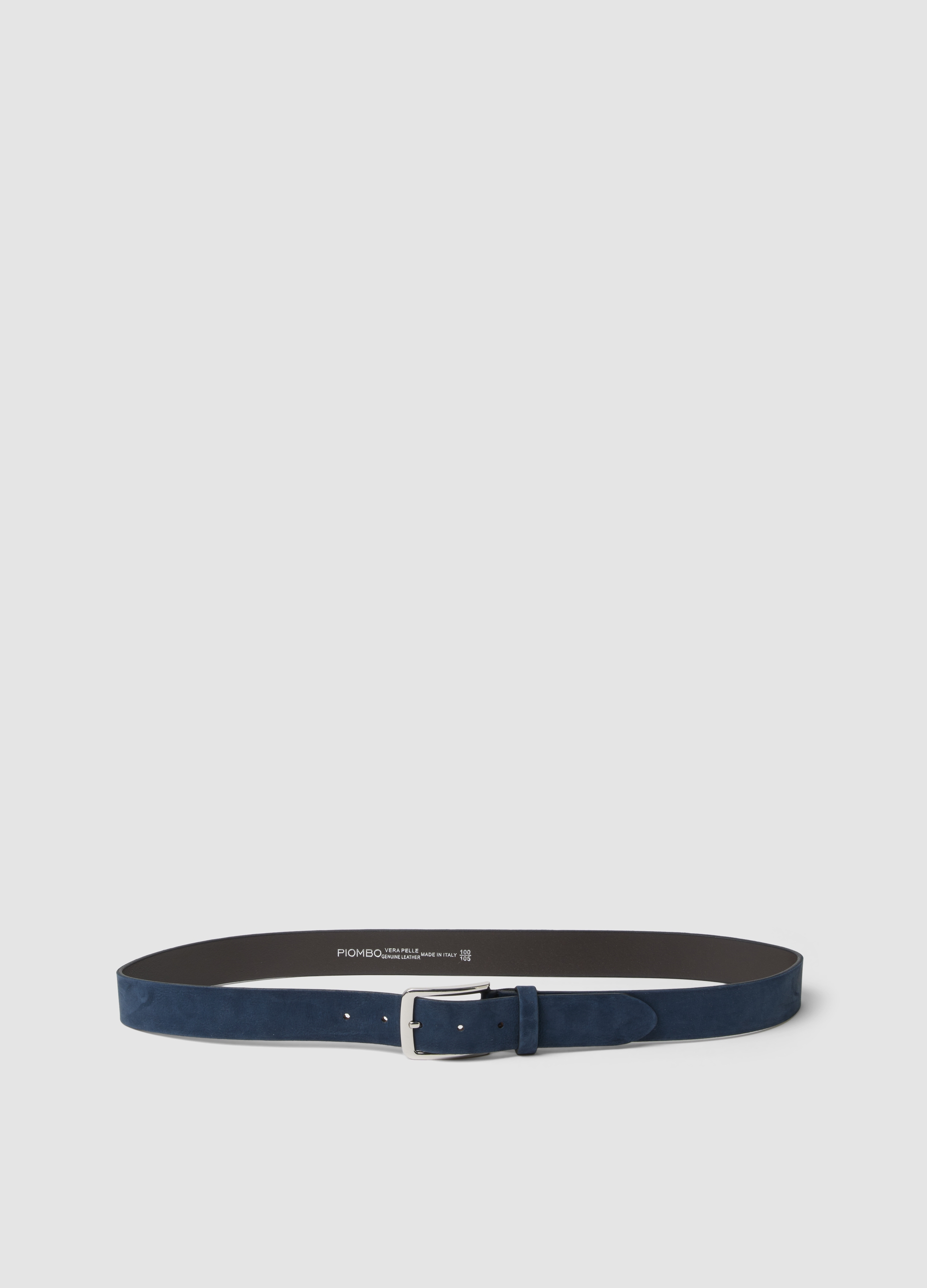 Piombo Contemporary, Cintura Blu In Vera Pelle Con Fibbia In Metallo, Uomo, Blu, Taglia: 100-105 cm