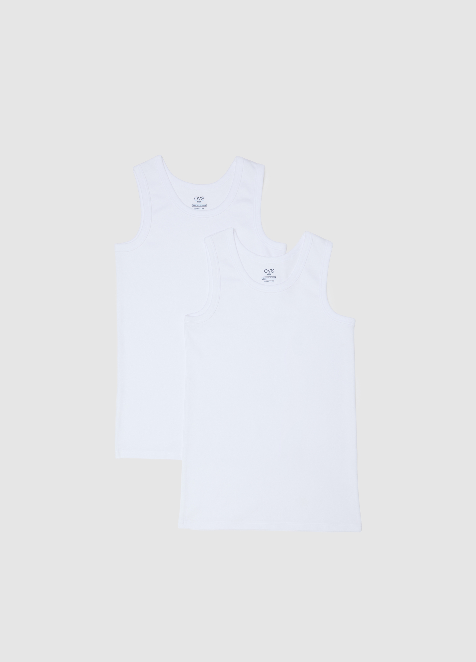 OVS KIDS, Pack De Dos Camisetas Interiores Blancas Básicas De Algodón, Niño, Blanco, Talla: 14-15