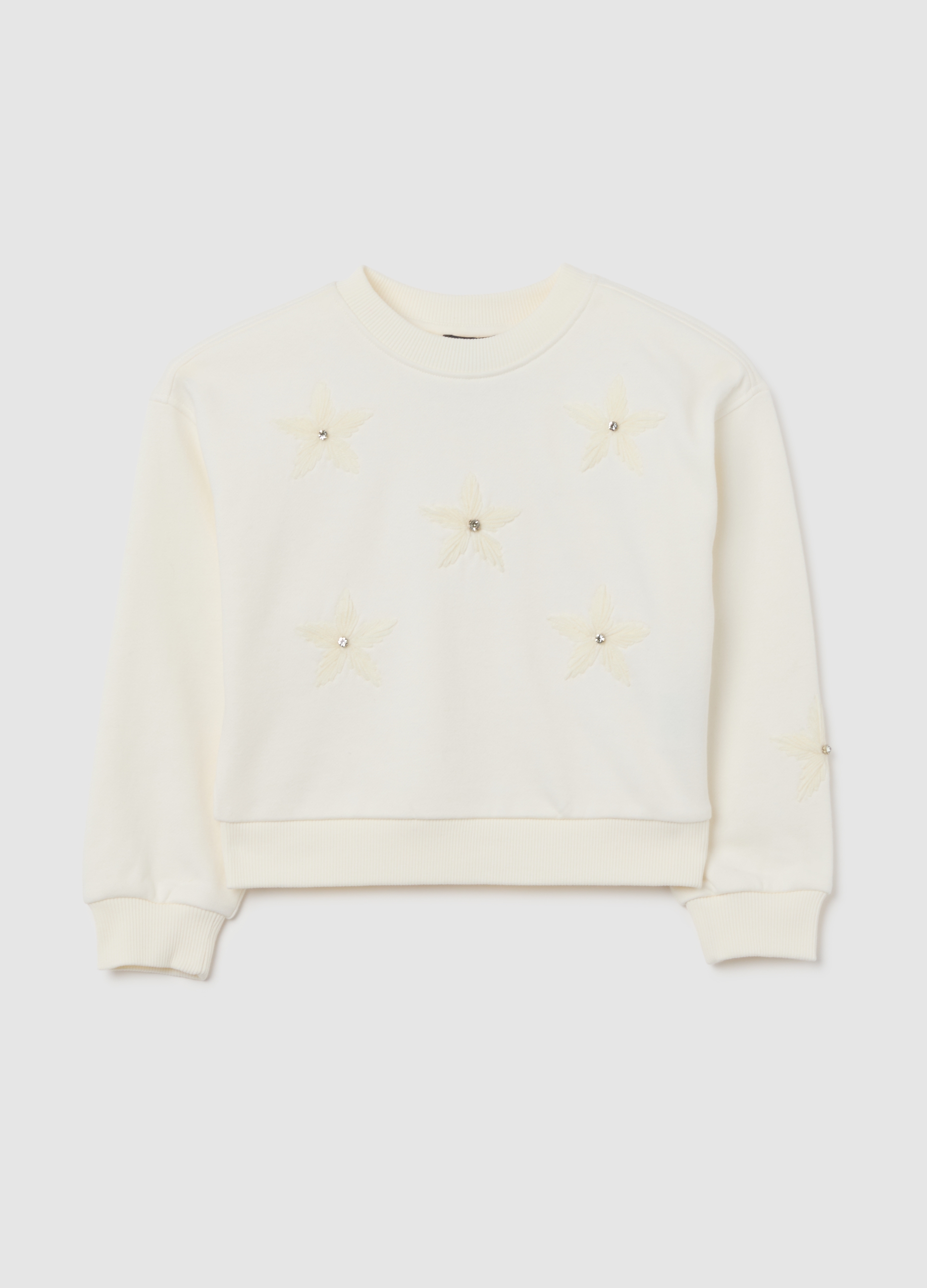 OVS KIDS, Sudadera Blanca Con Bordado Floral, Niña, Blanco óptico, Talla: 8-9