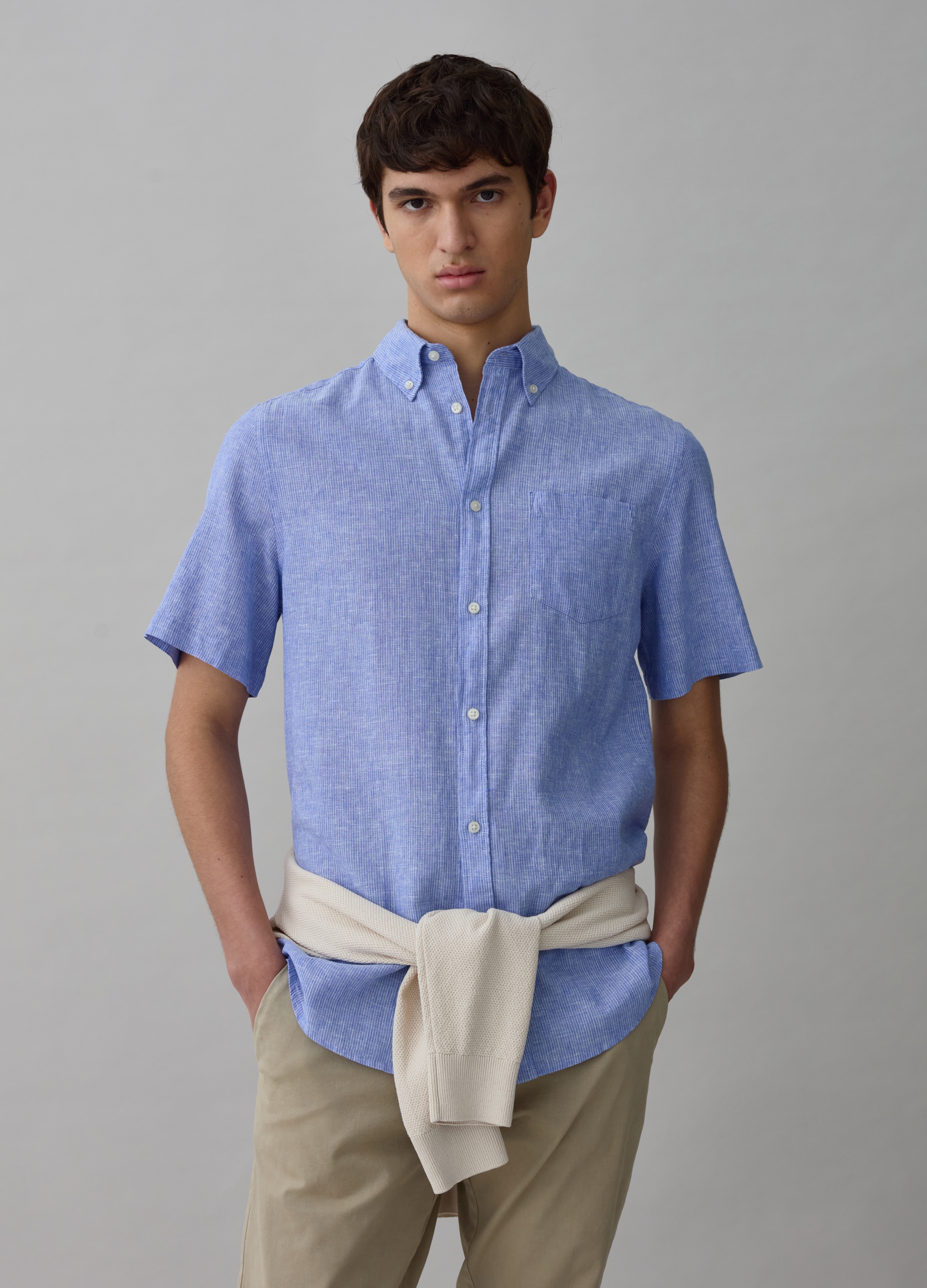 PIOMBO, Camicia A Maniche Corte Con Micro Trama, Uomo, Multicolor, Taglia: S