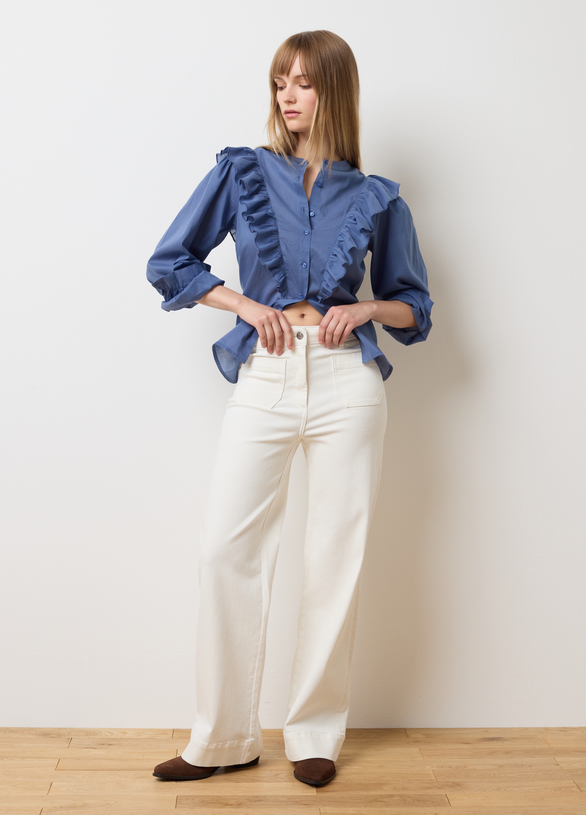 LES COPAINS, Camicia In Puro Cotone Beige Regular Fit, Donna, Beige, Taglia: 38