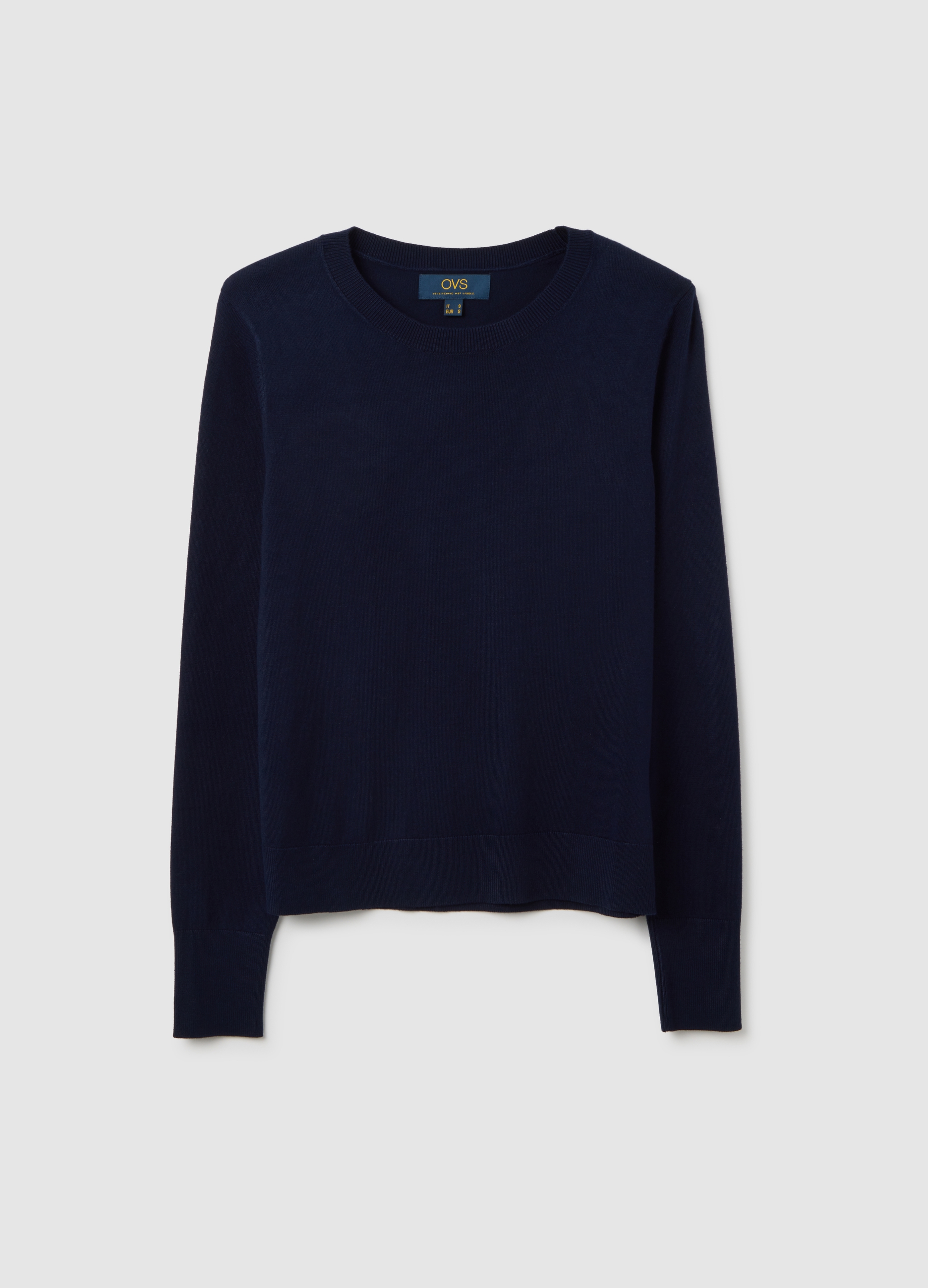 Maglia Blu Con Collo Rotondo, Mujer, Azul marino, Talla: 38