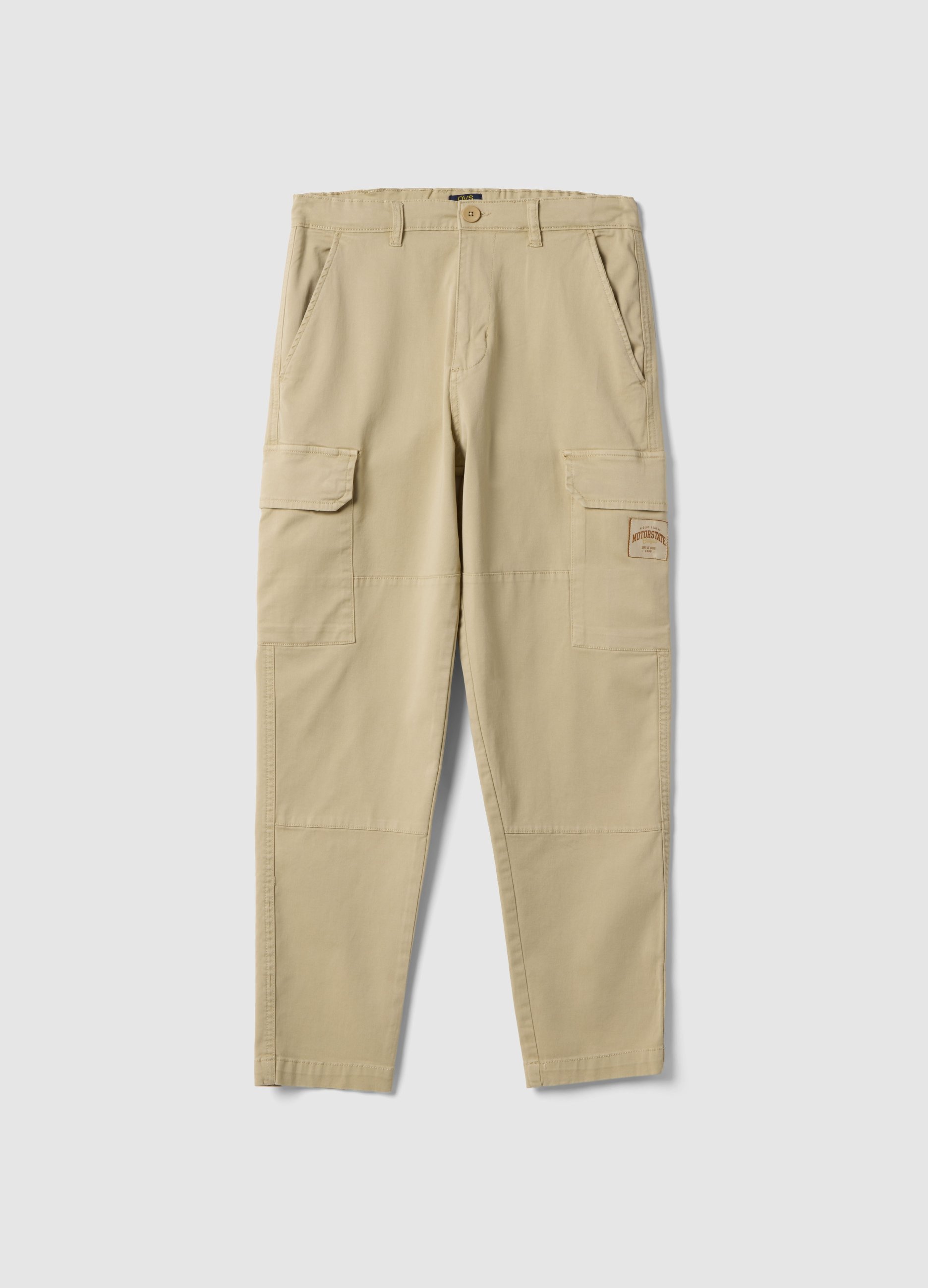 OVS KIDS, Pantaloni Cargo In Cotone Elasticizzato Beige Da Ragazzo Regular Fit, Niño, Beige Claro, Talla: 14-15