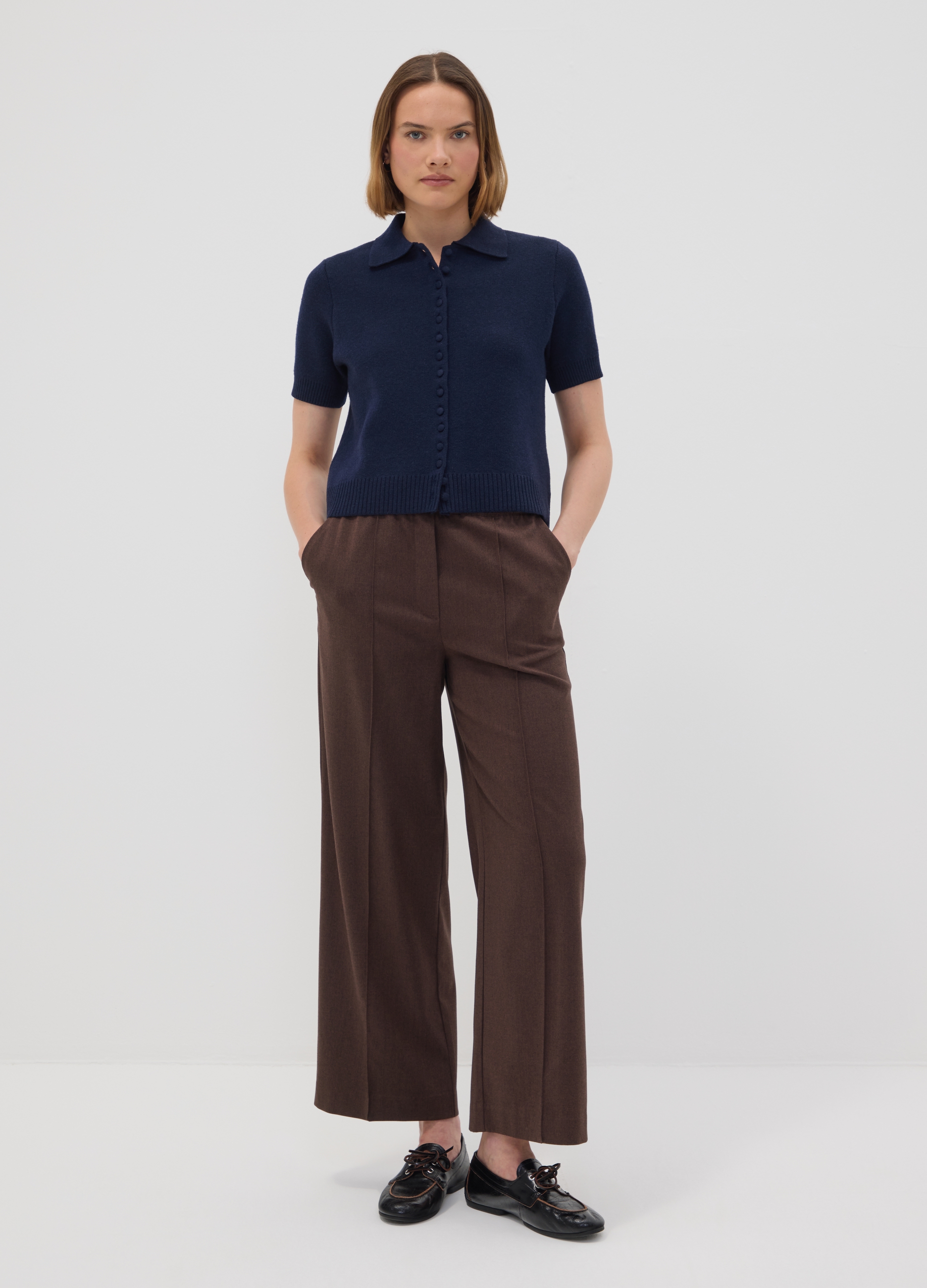OVS, Jogger The Iconic Pants Marroni Wide Leg In Viscosa Elasticizzata, Donna, Marrone, Taglia: 46