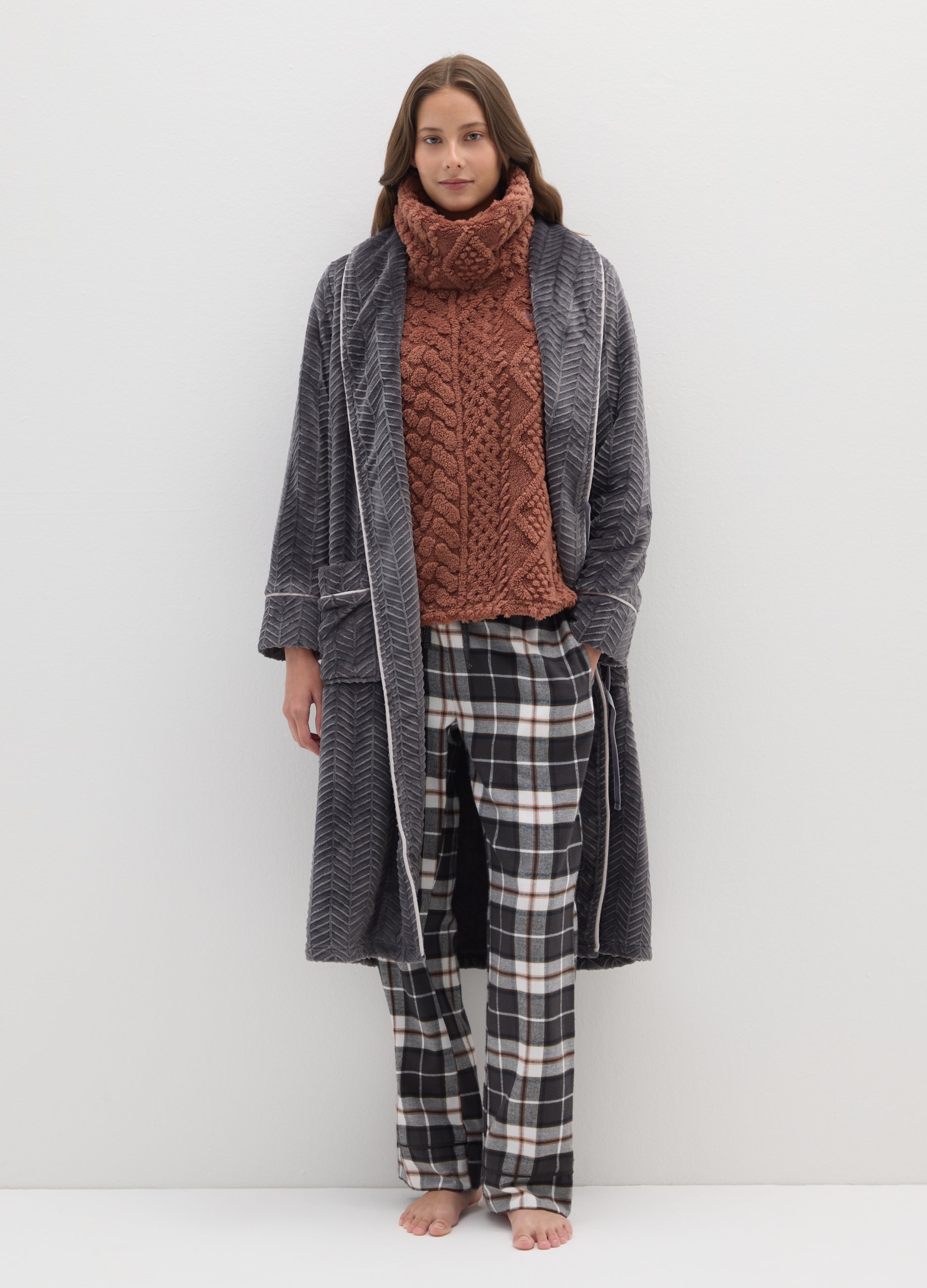 OVS, Bata Gris Con Cinturón, Mujer, Gris oscuro, Talla: S