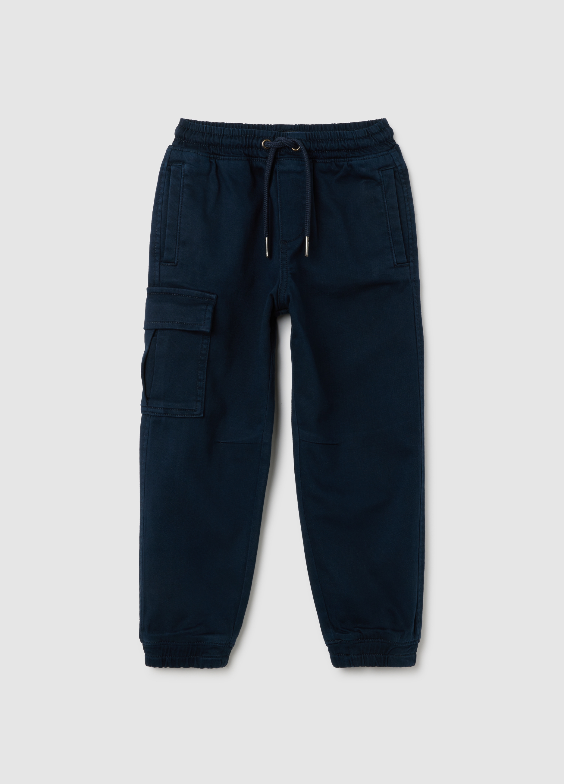 Pantaloni Da Bambino In Cotone Elasticizzato Blu, Niño, Azul oscuro, Talla: 5-6