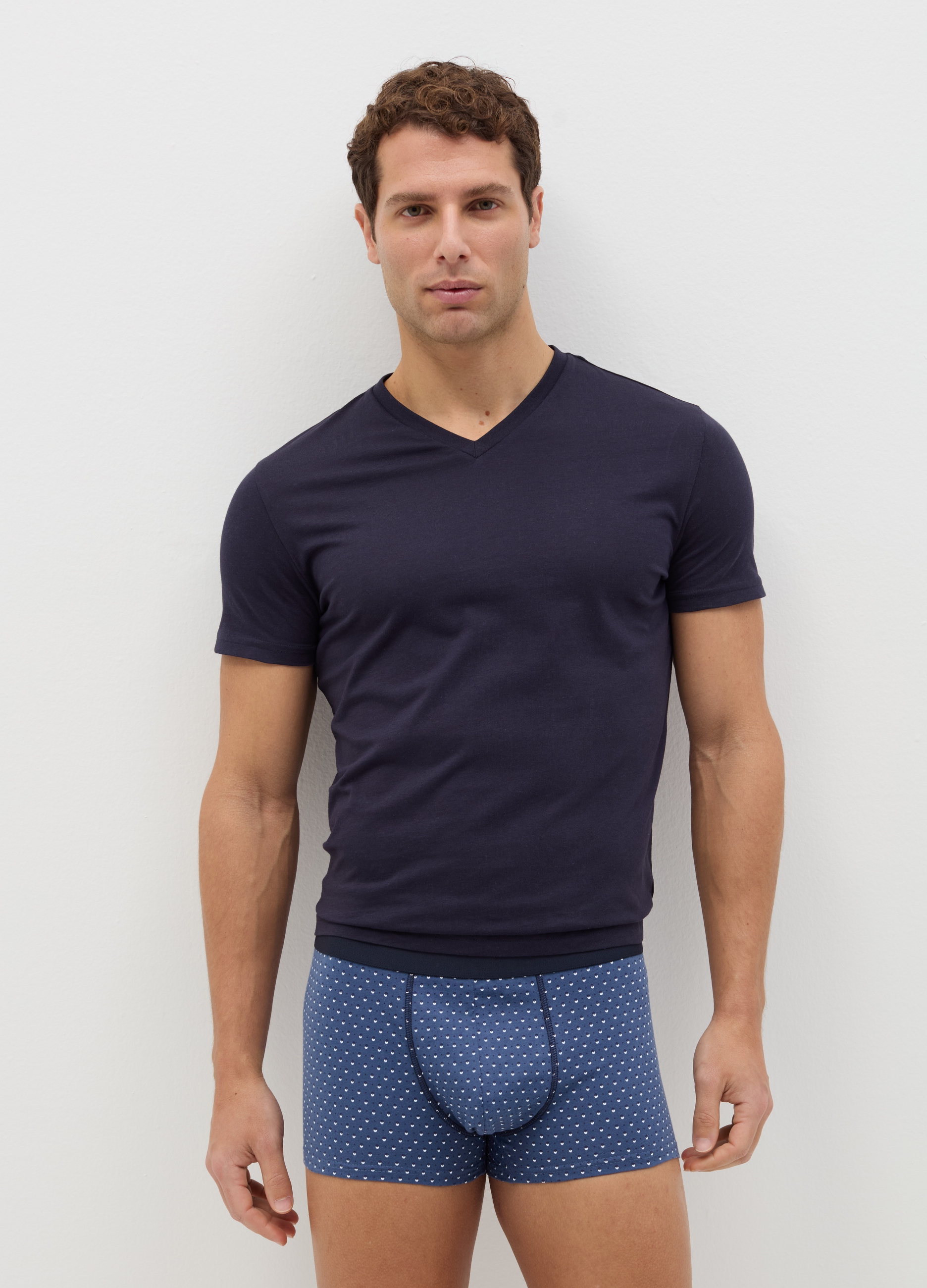 OVS , Set Cinque Boxer In Cotone Bio Fantasia Righe, Uomo, Blu, Taglia: S