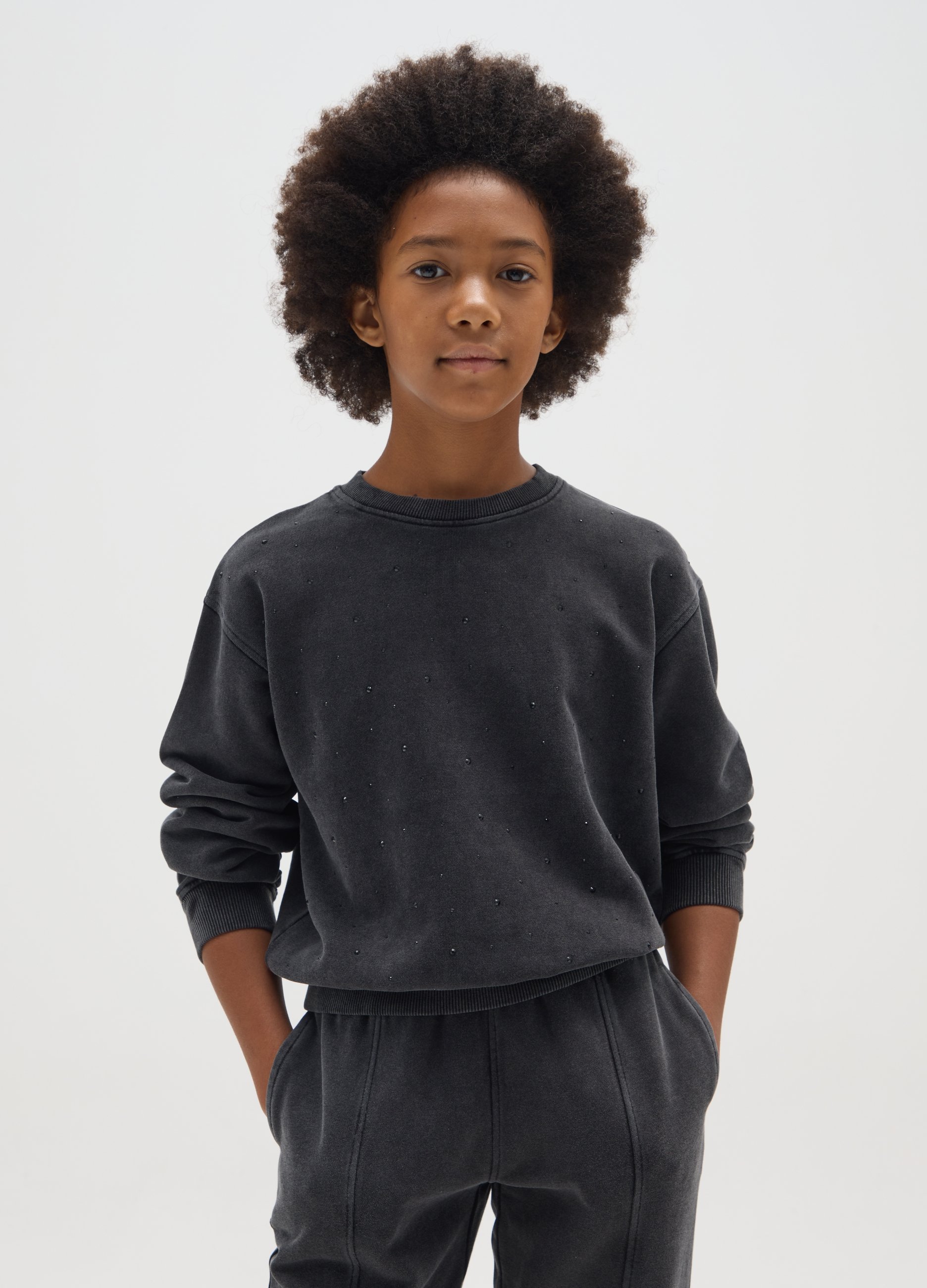 OVS KIDS, Felpa Da Ragazza In Puro Cotone Grigia Regular Fit, Bambina, Grigio, Taglia: 10-11