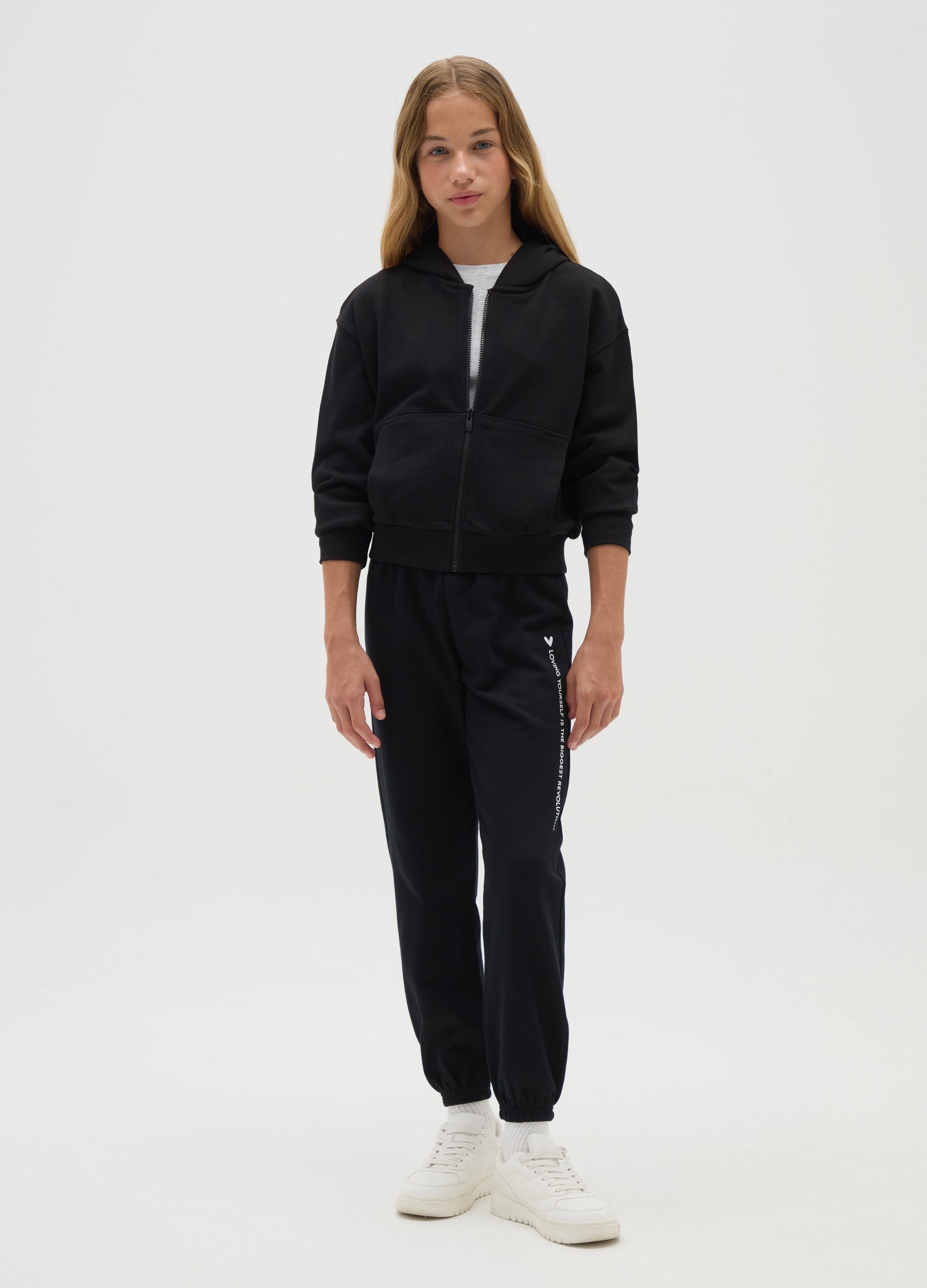 OVS, Mädchen-jogginghose Aus Schwarzer Reiner Baumwolle, Mädchen, Gunmetal, Größe: 10-11