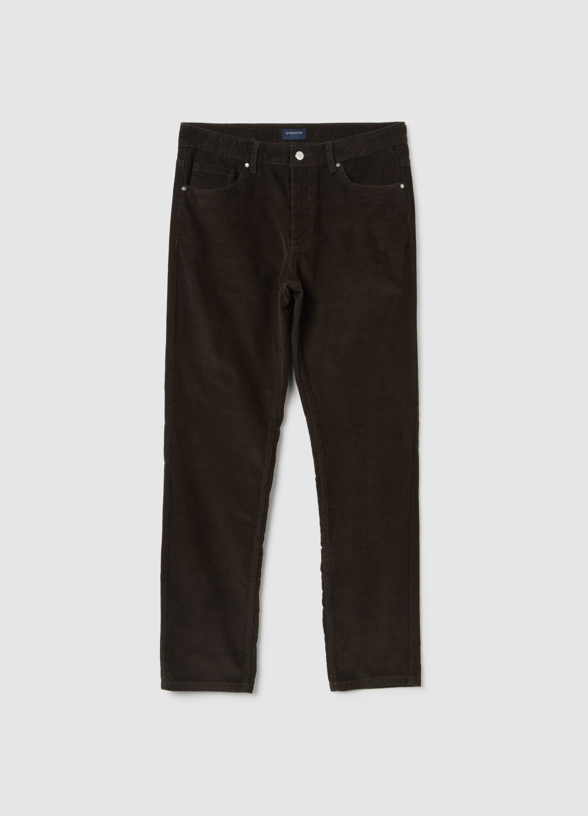 Pantalones Marrones De Ajuste Slim En Puro Algodón, Hombre, Marrón oscuro, Talla: 56