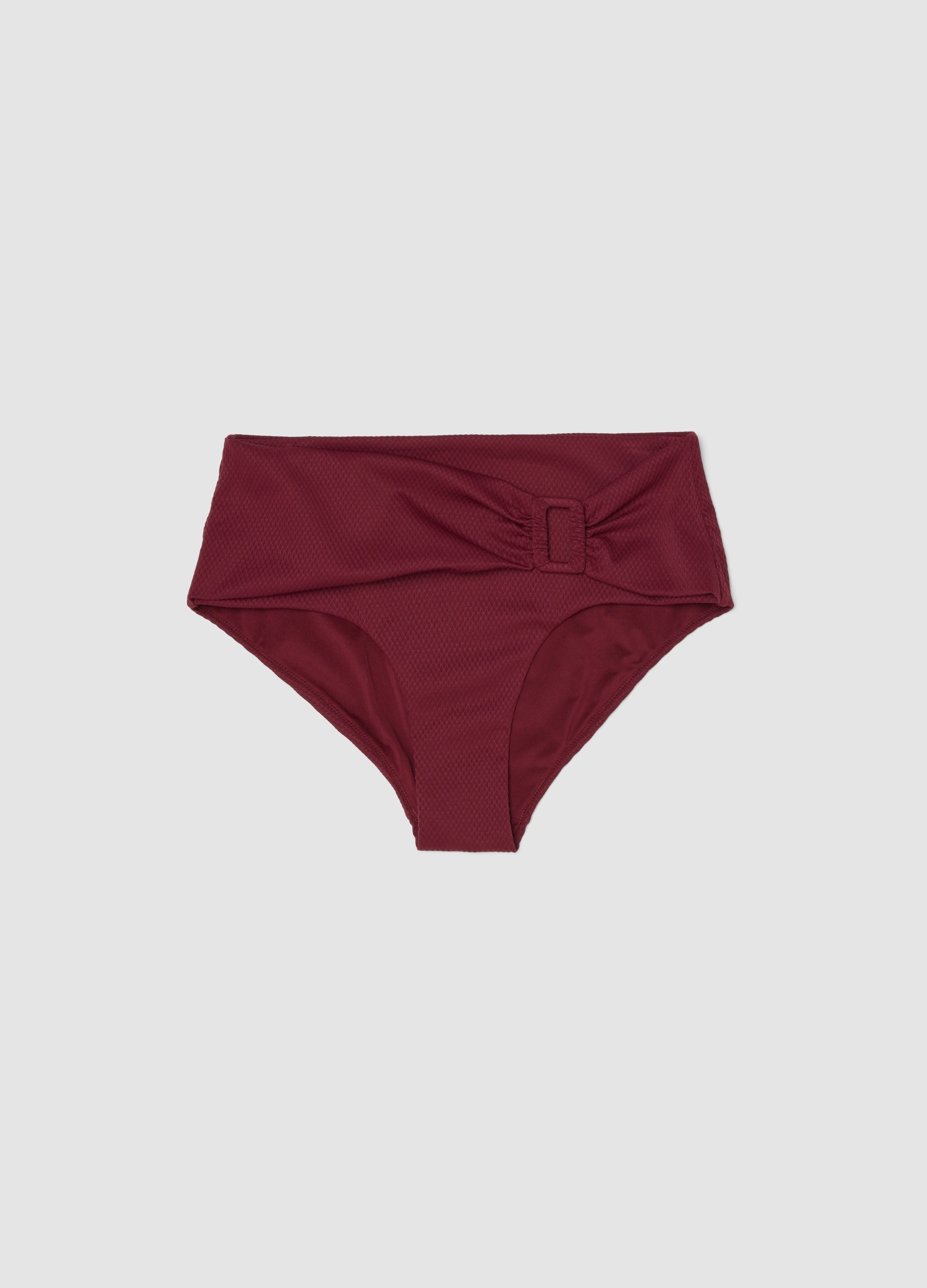 Braguita De Bikini Roja De Tiro Alto Elástica Con Hebilla, Mujer, Rojo Oscuro, Talla: 5