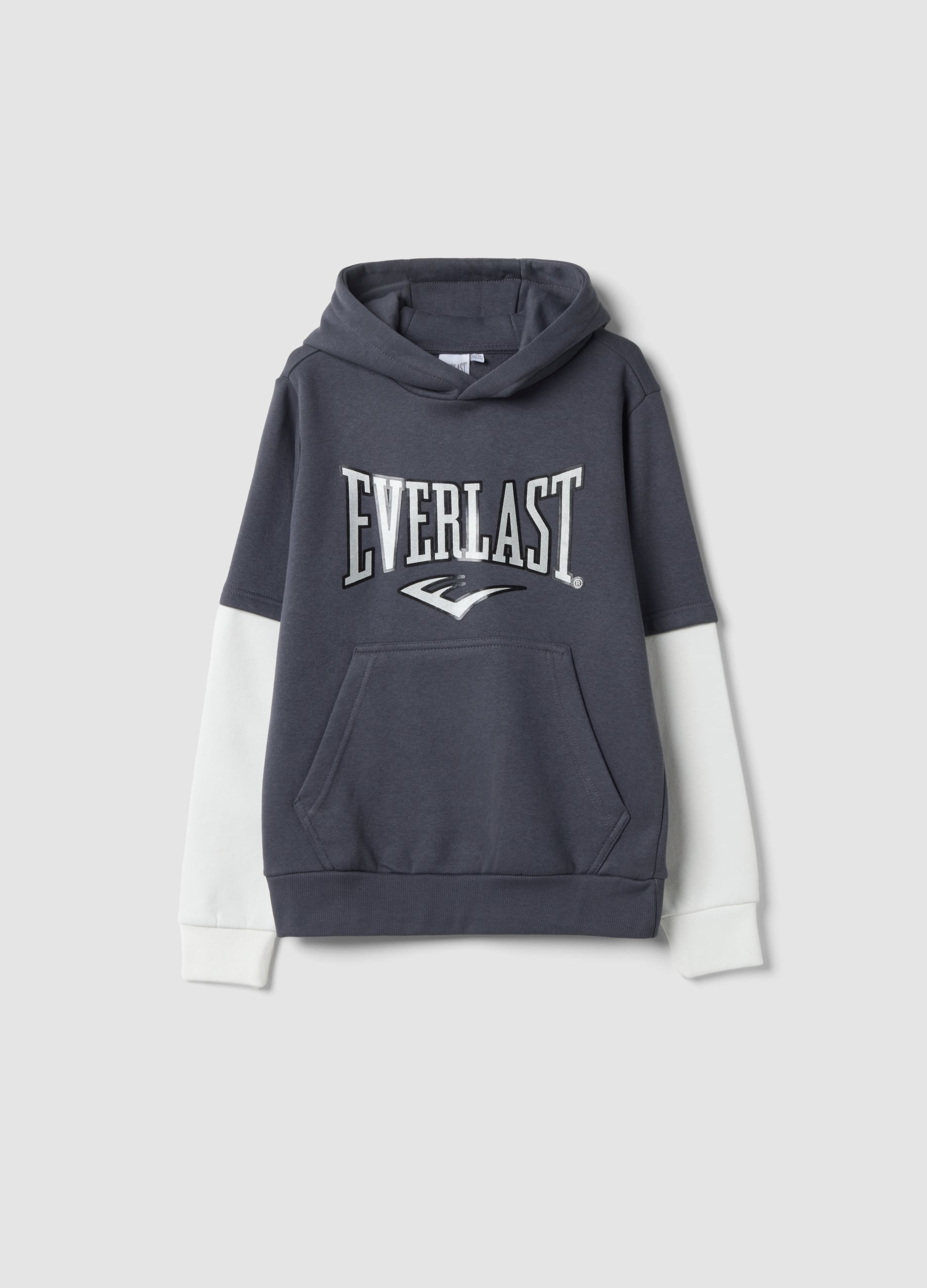 EVERLAST, Felpa Blu In Misto Cotone Con Cappuccio E Tasca Frontale, Unisex, Nero, Taglia: 13-14