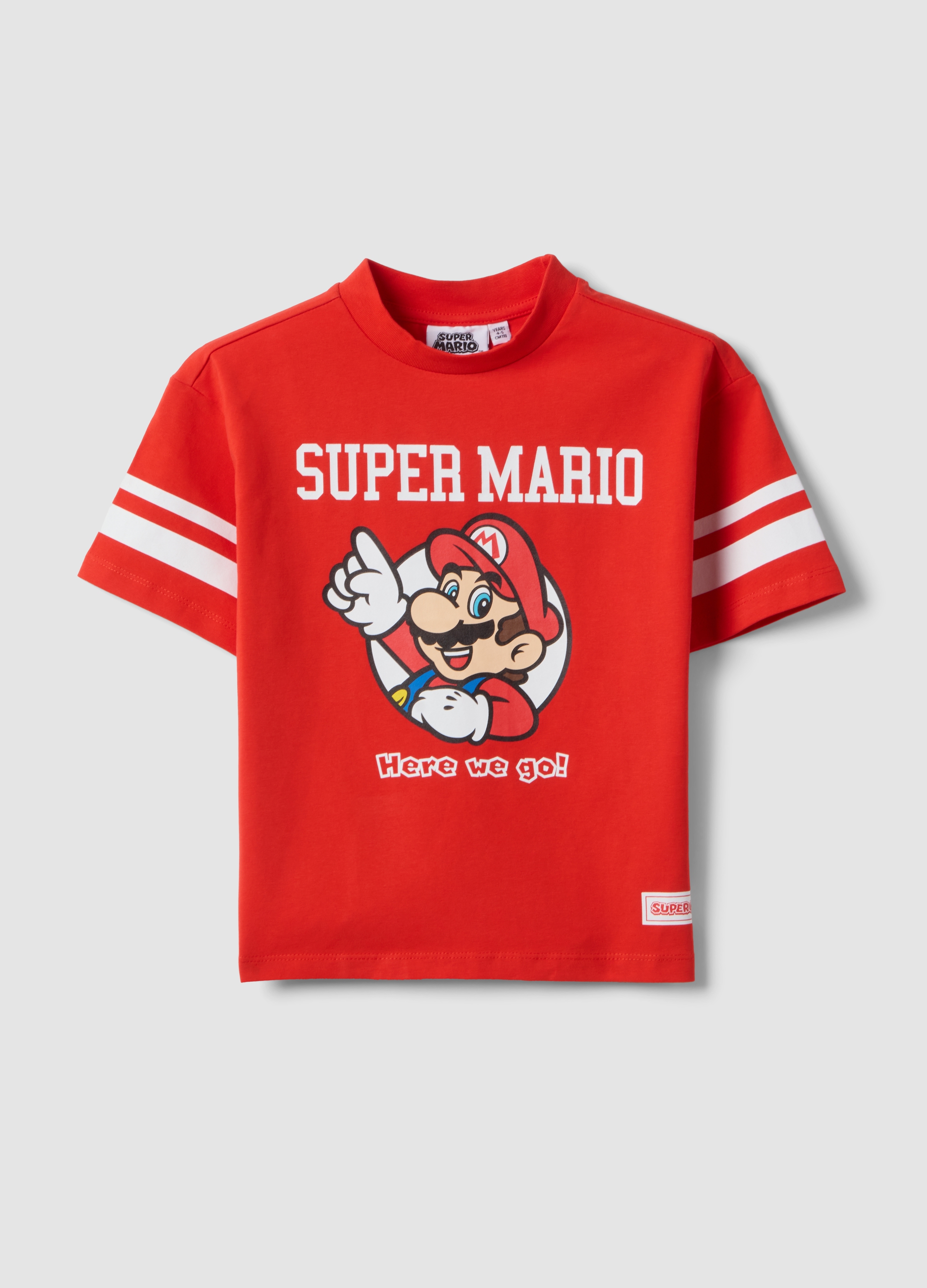 NINTENDO, Camiseta Infantil Super Mario Roja De Algodón Elástico, Niño, Rojo, Talla: 3-4