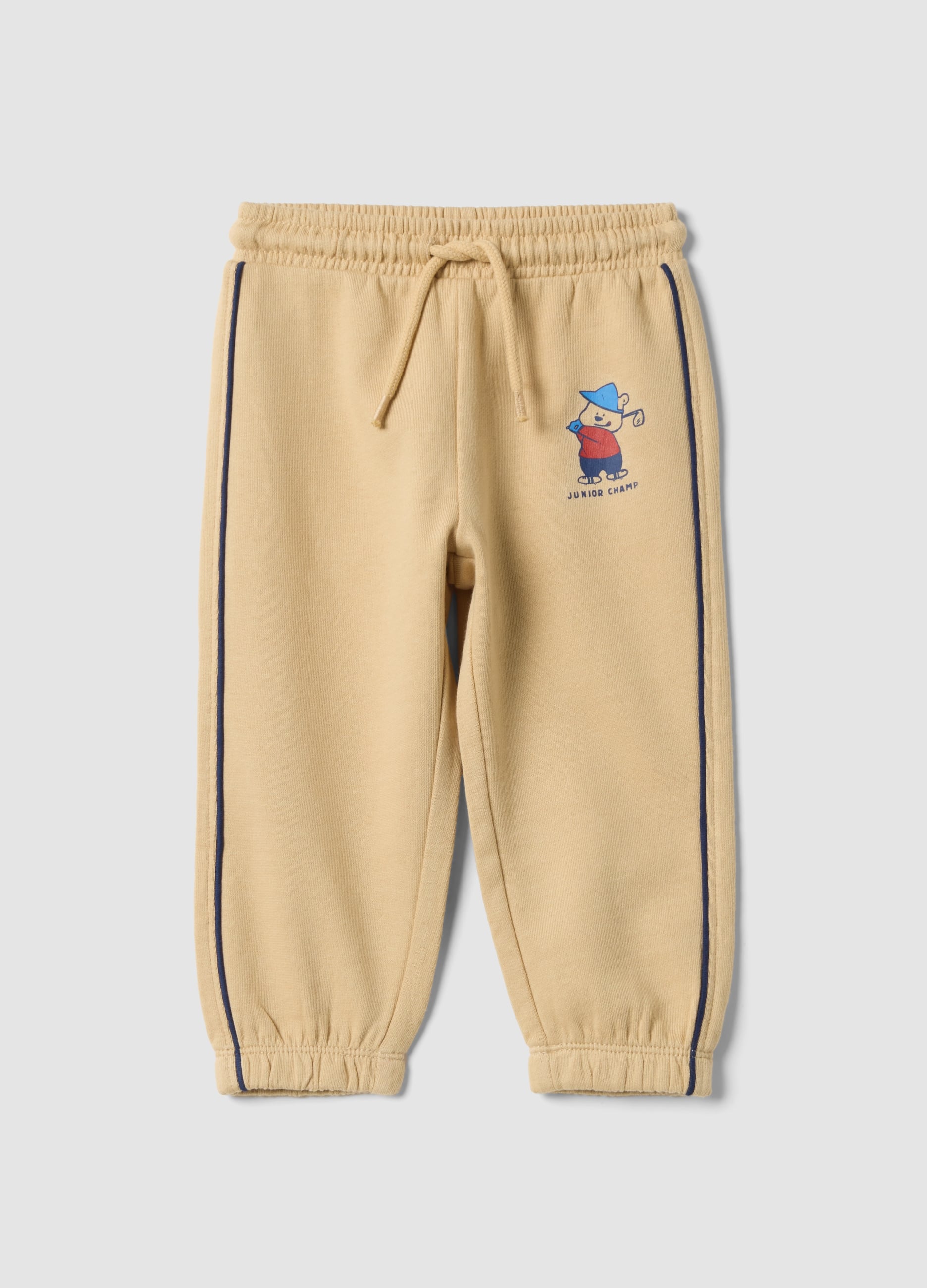 FAGOTTINO, Pantaloni Jogger Beige In Puro Cotone Con Stampa, Bambino, Giallo, Taglia: 24-30