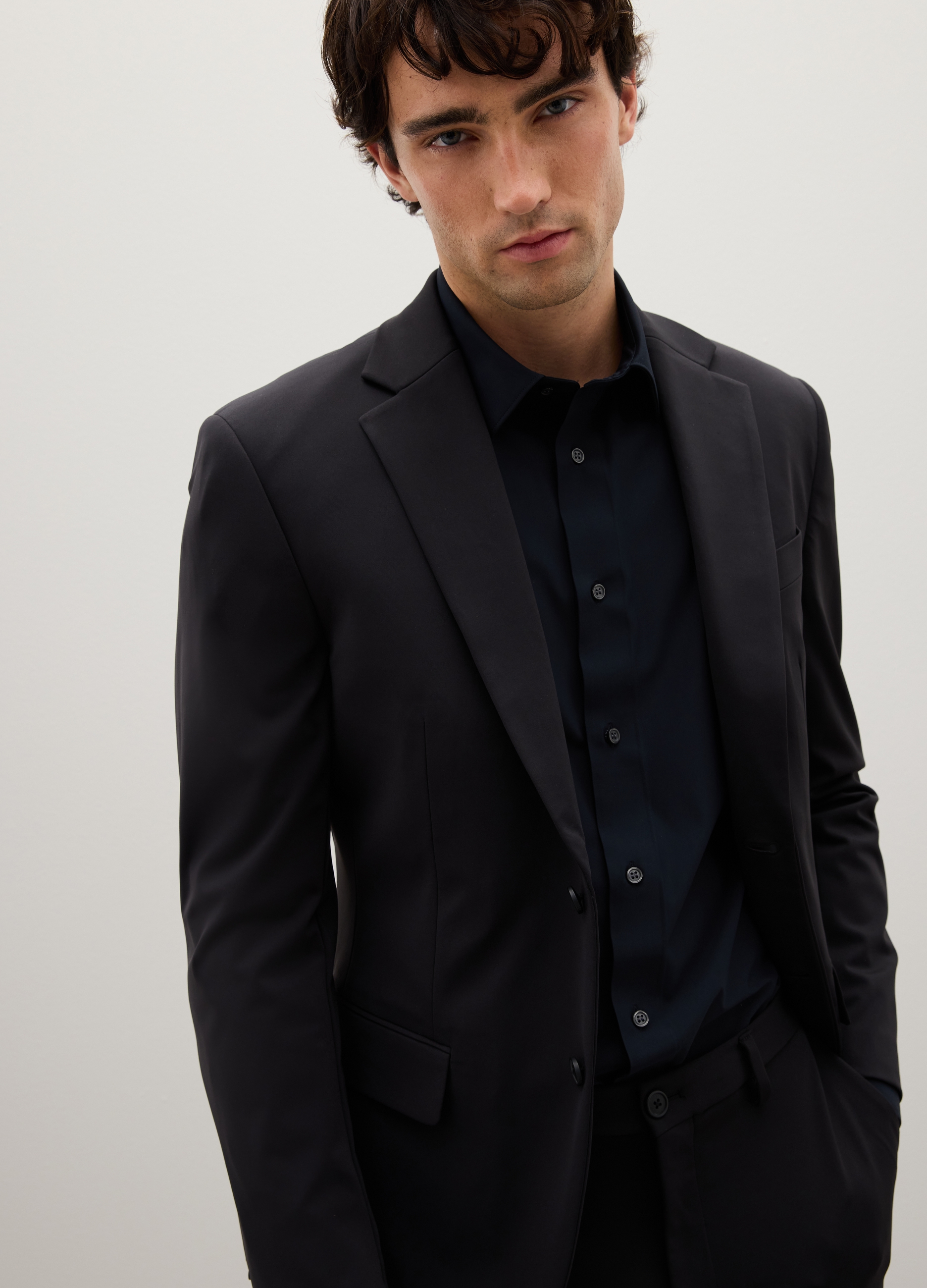 OVS, Blazer Negro Slim Fit De Tejido Elástico, Hombre, Gunmetal, Talla: 50