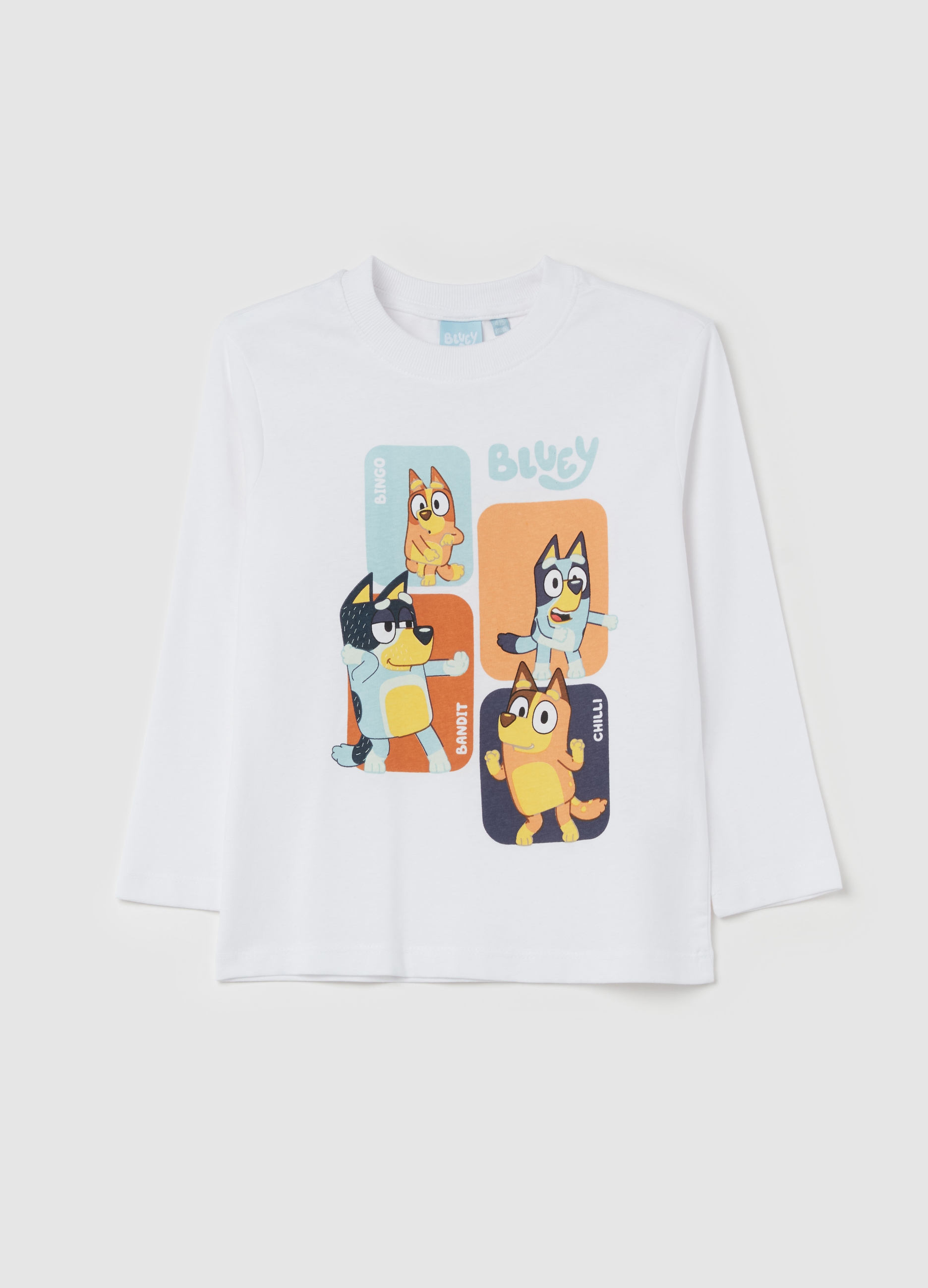 OVS KIDS, T-shirt A Maniche Lunghe Con Stampa Bluey, Bambino, Bianco, Taglia: 4-5