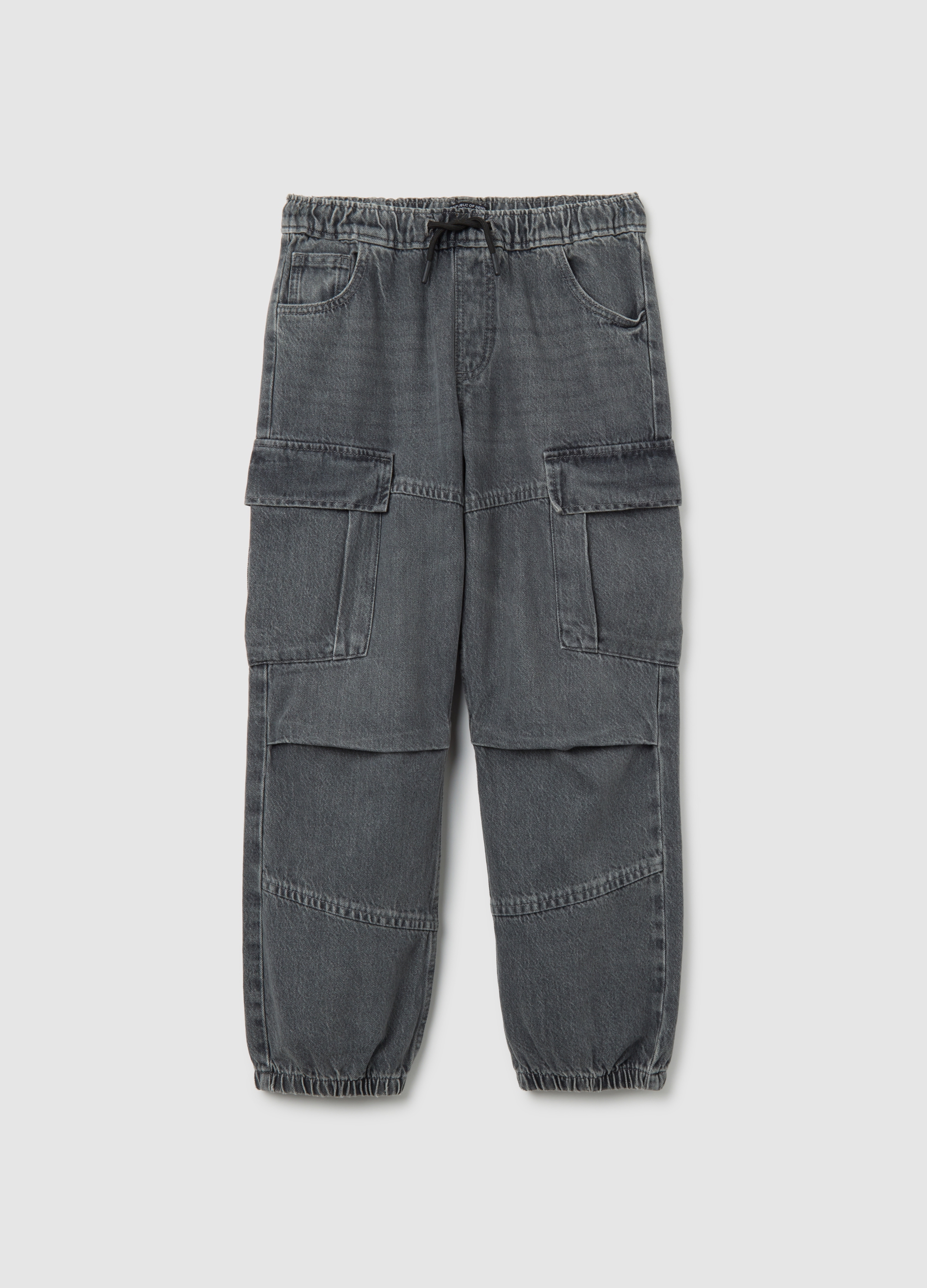 REPUBLIC OF DENIM, Jogger Cargo In Denim Grigio Da Ragazzo In Puro Cotone Relaxed Fit, Niño, Gris ceniza, Talla: 14-15