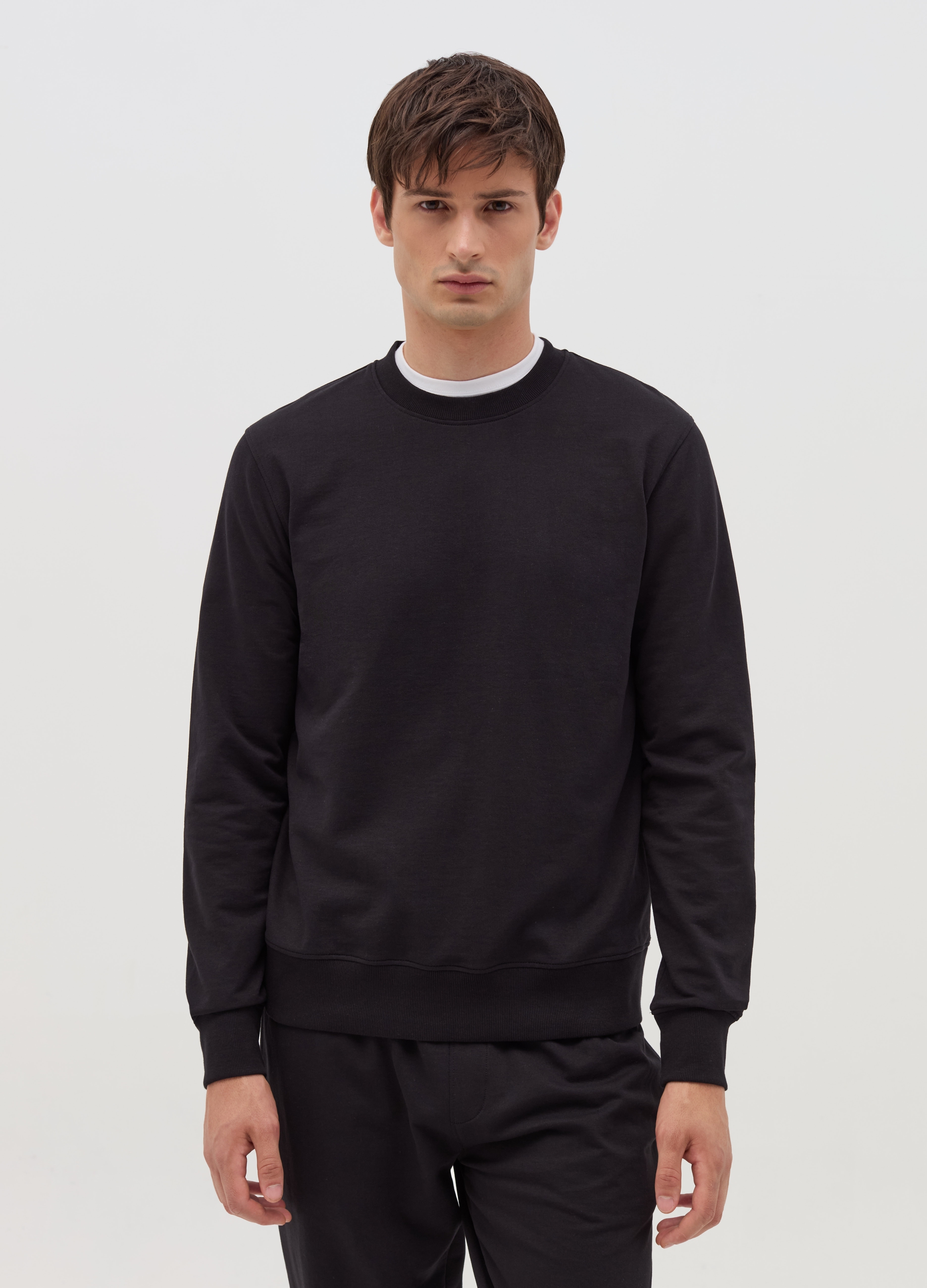 Sudadera Con Cuello Redondo, Hombre, Negro, Talla: M