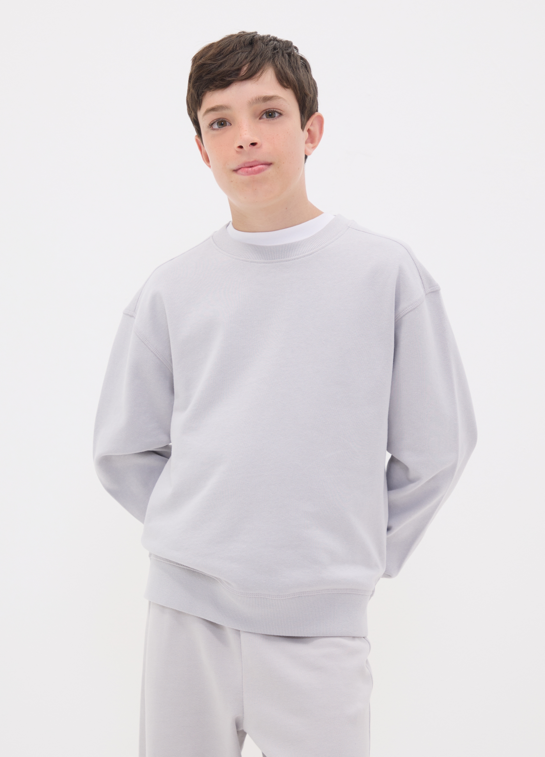 OVS KIDS, Felpa Grigia In Puro Cotone A Girocollo Per Ragazzo Relaxed Fit, Bambino, Grigio, Taglia: 11-12
