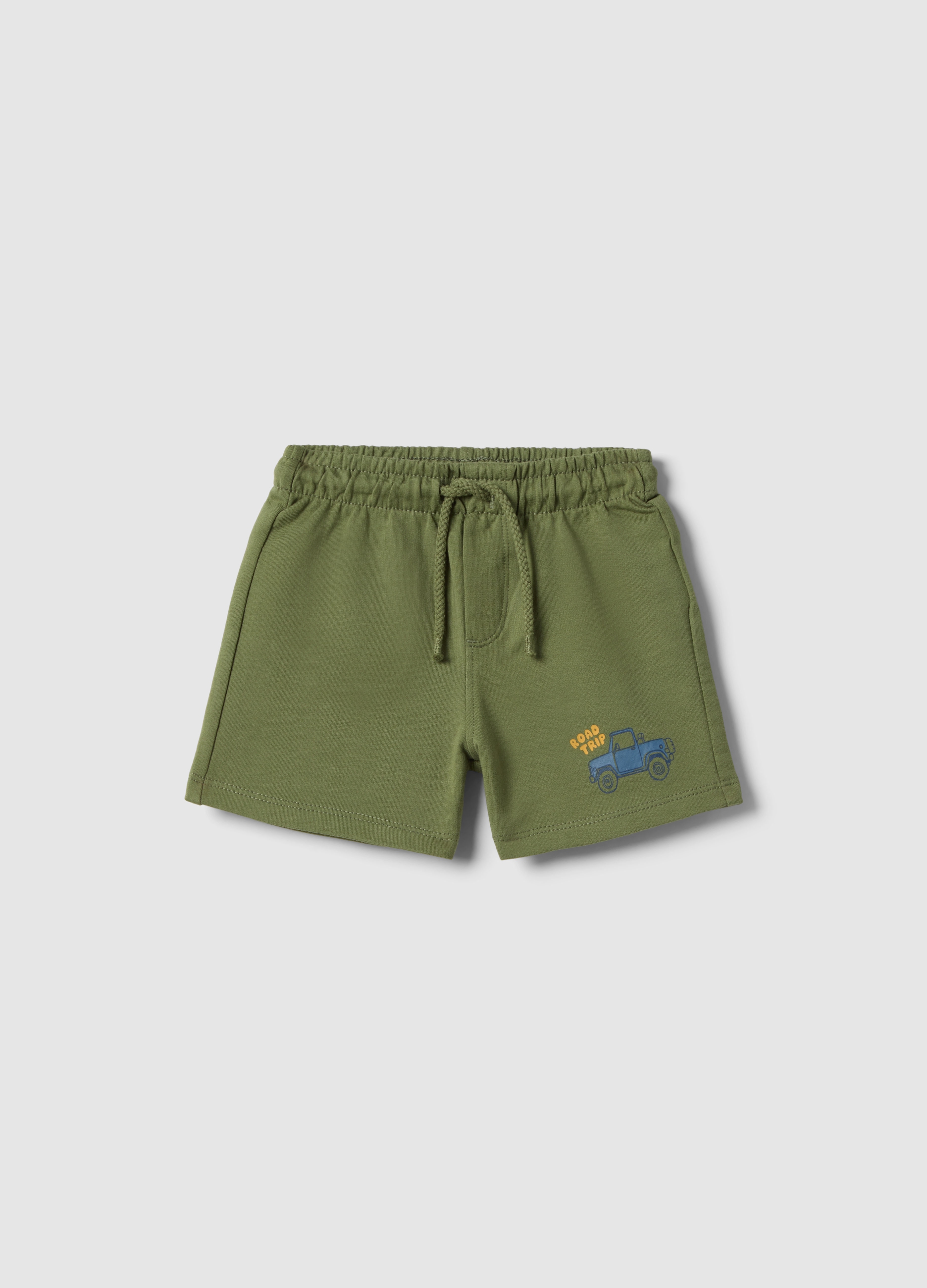 FAGOTTINO, Pantalones Cortos Verdes De Algodón Puro Para Niño Ajuste Regular Con Coche, Niño, Verde Oliva, Talla: 12-18