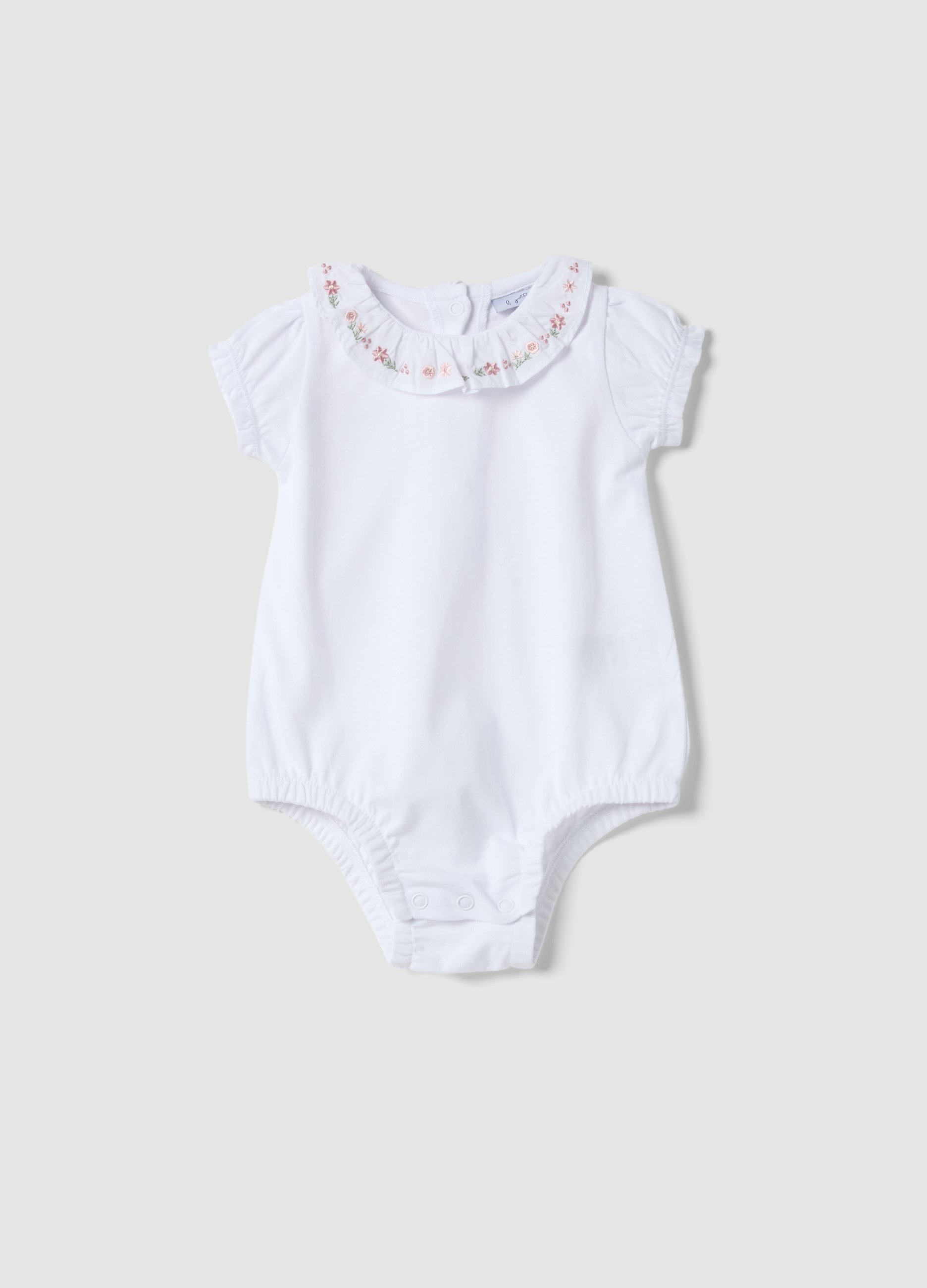 FAGOTTINO, Body Blanco De Algodón Orgánico Para Bebé Con Cuello Fruncido, Bebé Niña, Blanco, Talla: 6-9