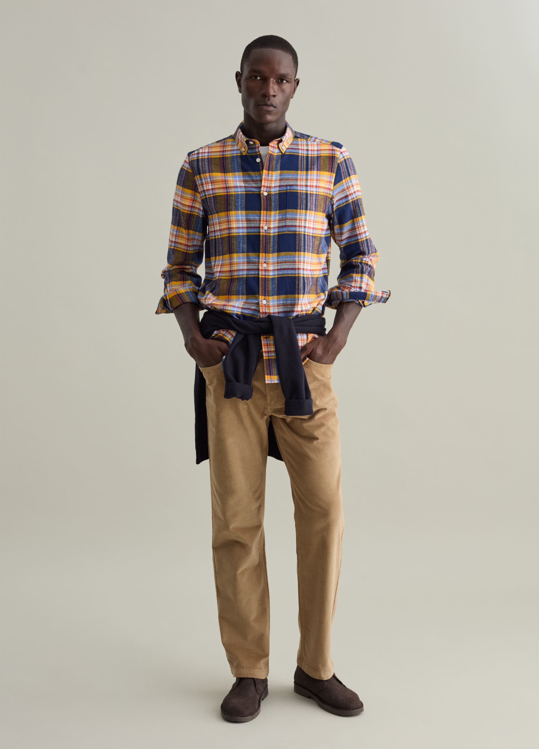 PIOMBO, Camisa De Franela Con Estampado Cuadros, Hombre, Azul/amarillo, Talla: XL