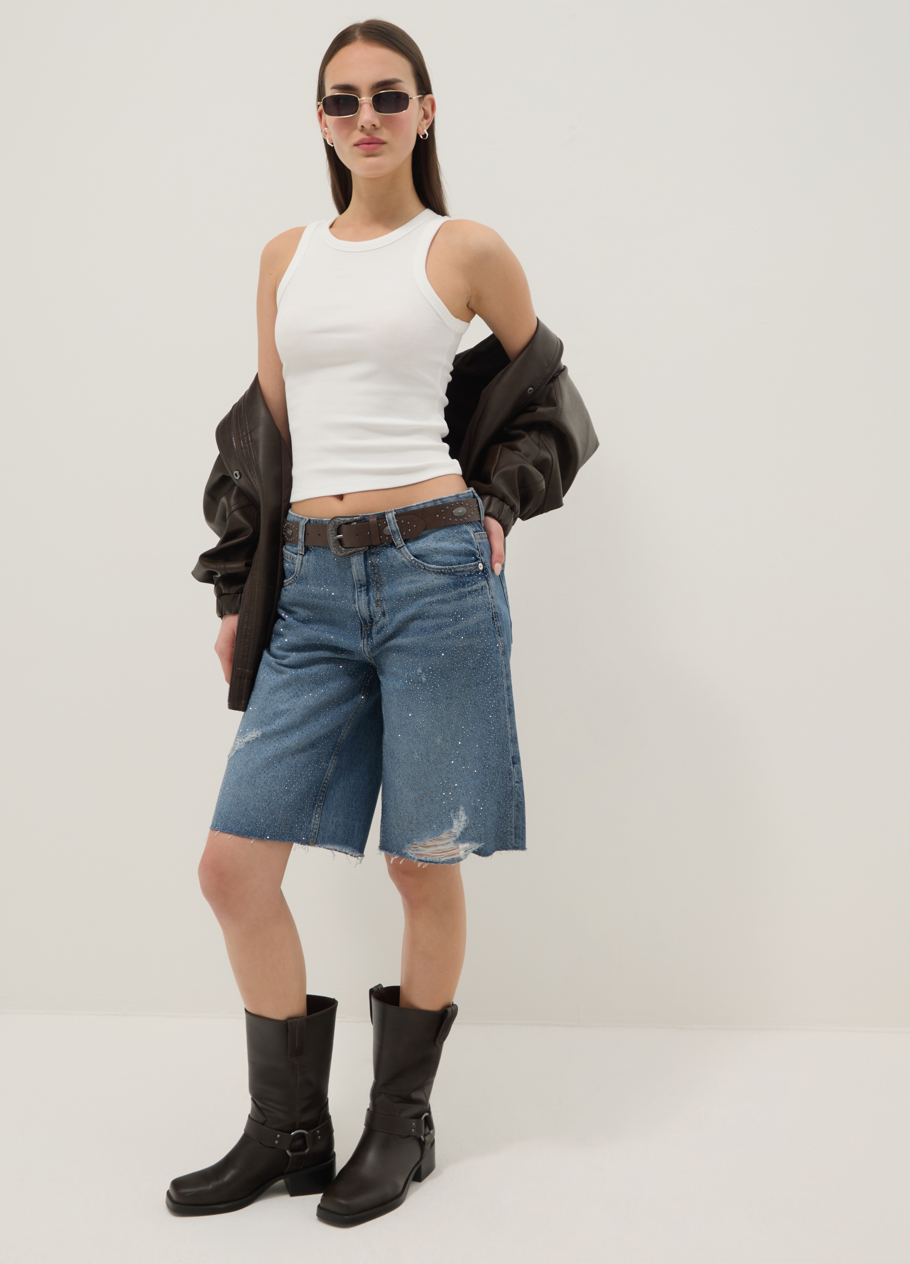 B.ANGEL, Bermudas Vaqueras Azules De Algodón Puro, Mujer, Denim, Talla: 38