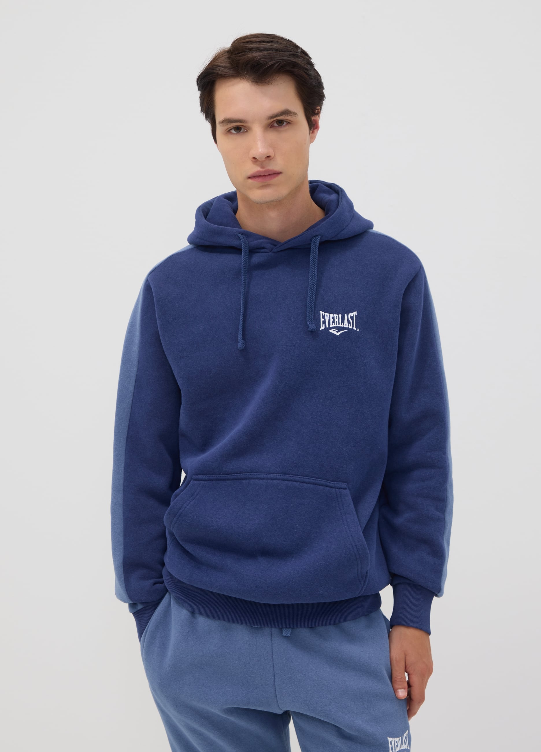 EVERLAST, Felpa Blu Con Cappuccio In Misto Cotone Con Logo, Unisex, Blu, Taglia: XXL