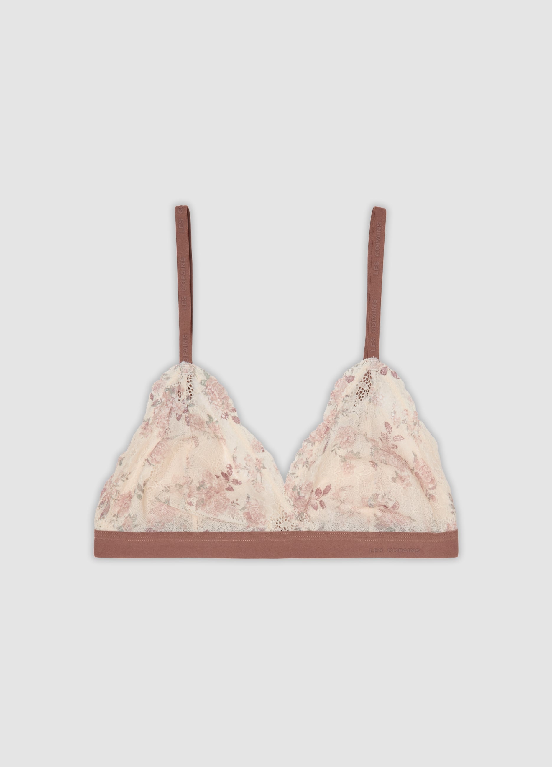 LES COPAINS, Reggiseno Bralette Beige In Tessuto Elasticizzato Con Pizzo Floreale, Donna, Beige, Taglia: 5B