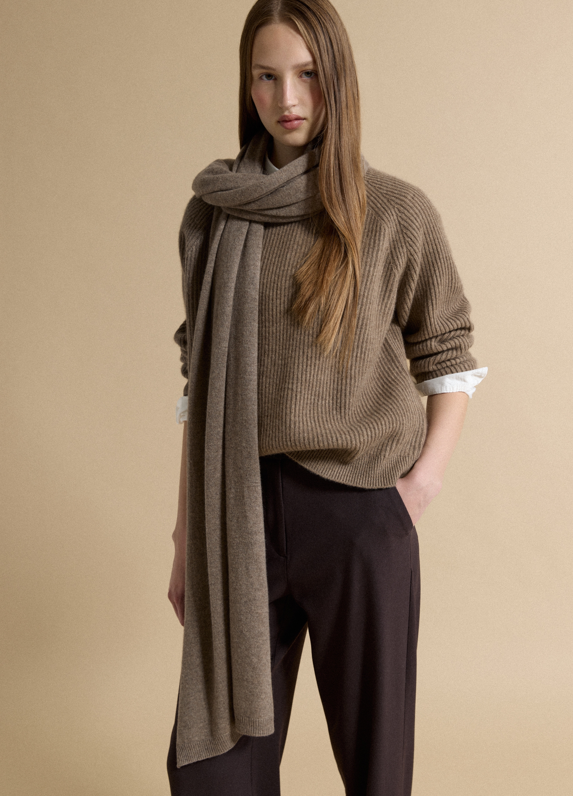 Piombo Contemporary, Maglia Marrone In Puro Cashmere Over Fit, Donna, Marrone, Taglia: XS