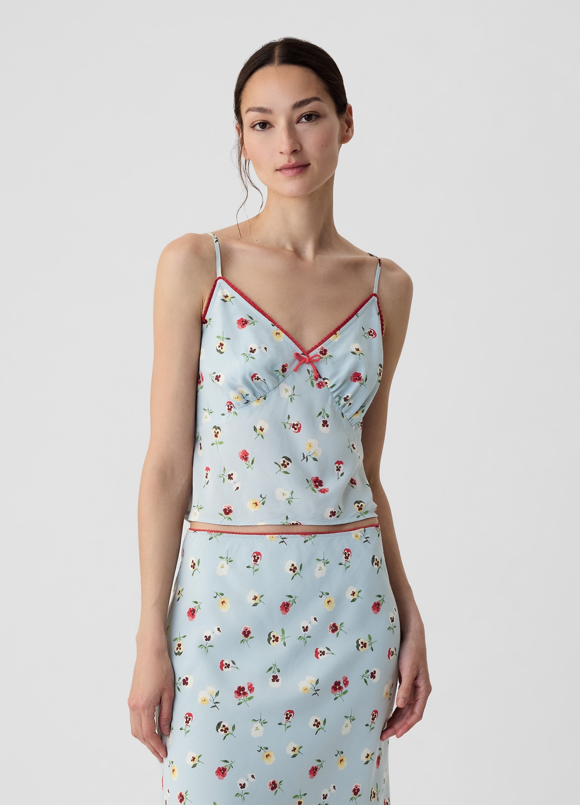 GAP, Gap X Dôen Crop Top Floreale, Donna, Azzurro, Taglia: S