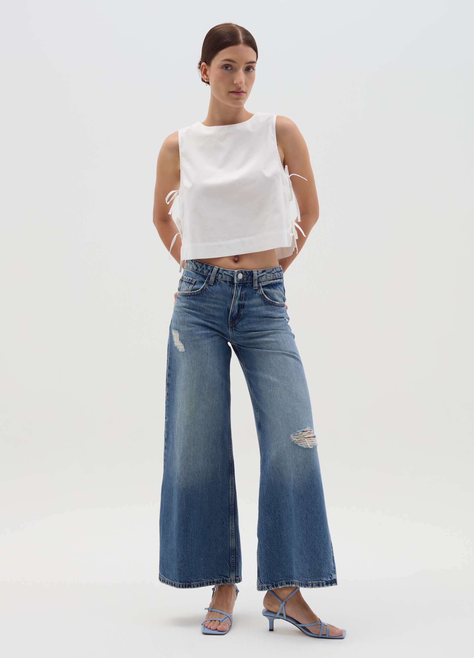 OVS , Blusa Con Spacchi E Laccetti, Donna, Bianco, Taglia: XL