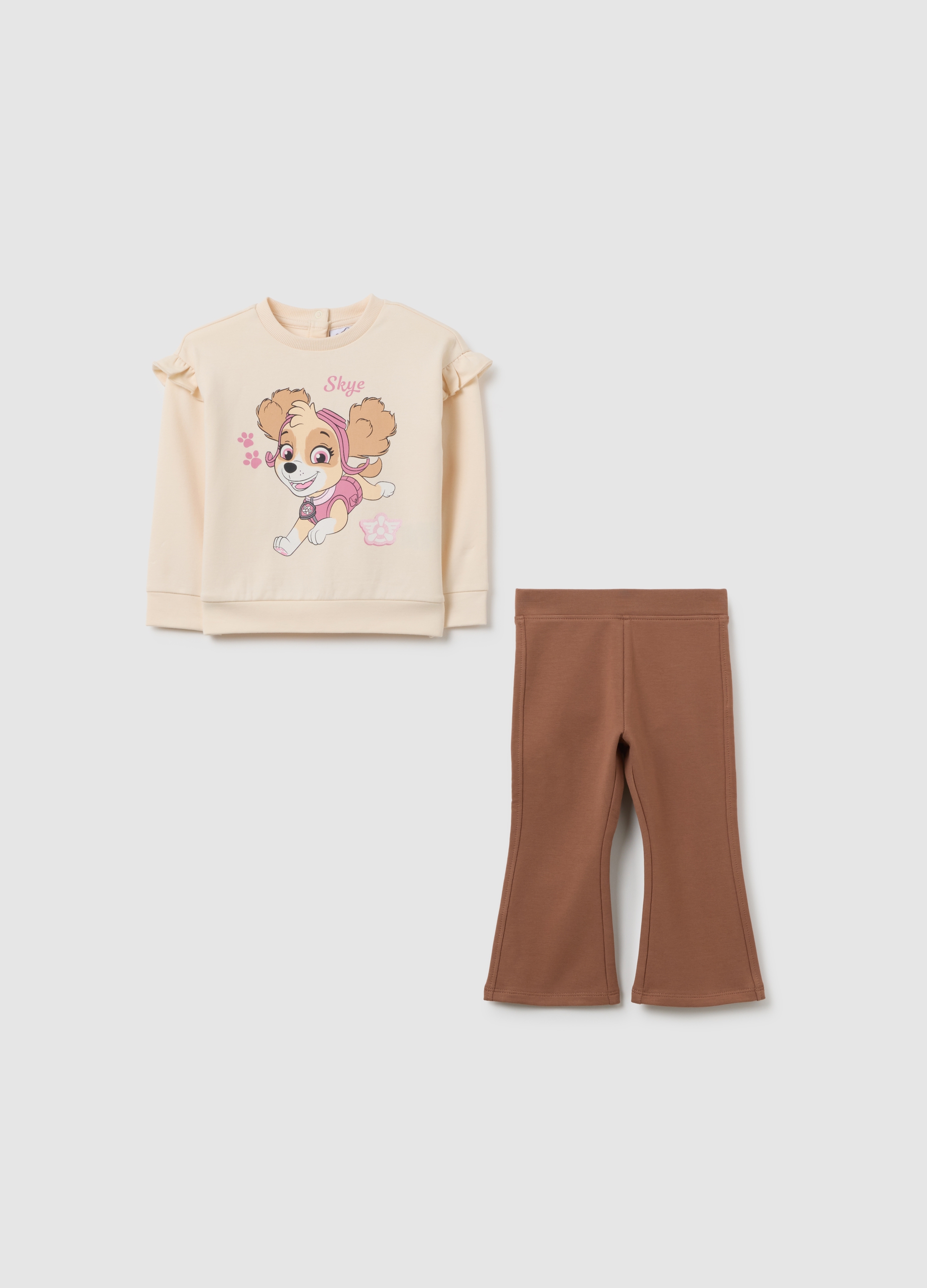 FAGOTTINO, Conjunto Multicolor De Sudadera Y Pantalón Para Niña En Mezcla De Algodón Regular Fit, Niña, Beige/Marrón, Talla: 12-18