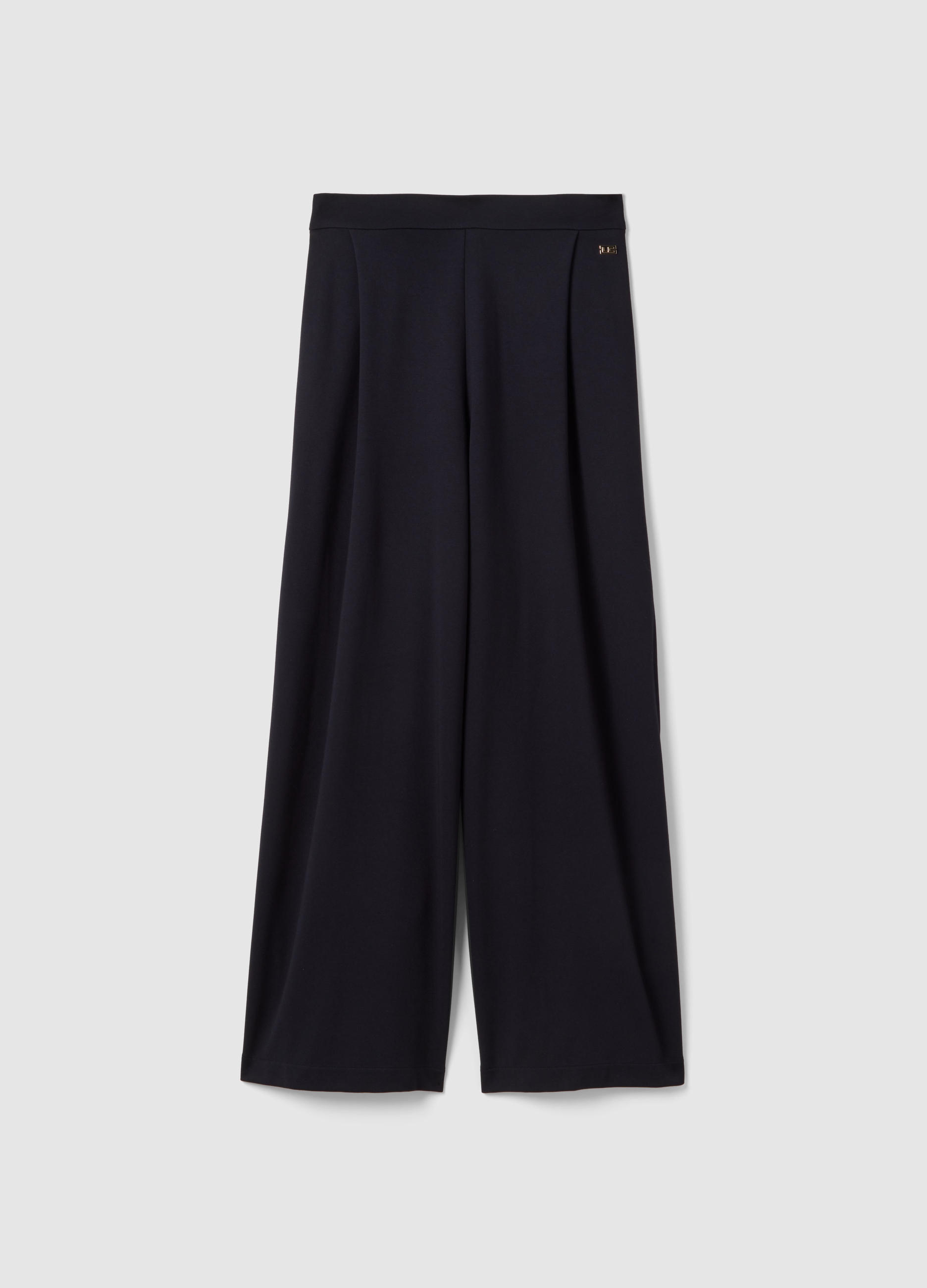 LES COPAINS, Pantaloni In Misto Viscosa Elasticizzata Neri Wide Leg, Donna, Nero, Taglia: XS