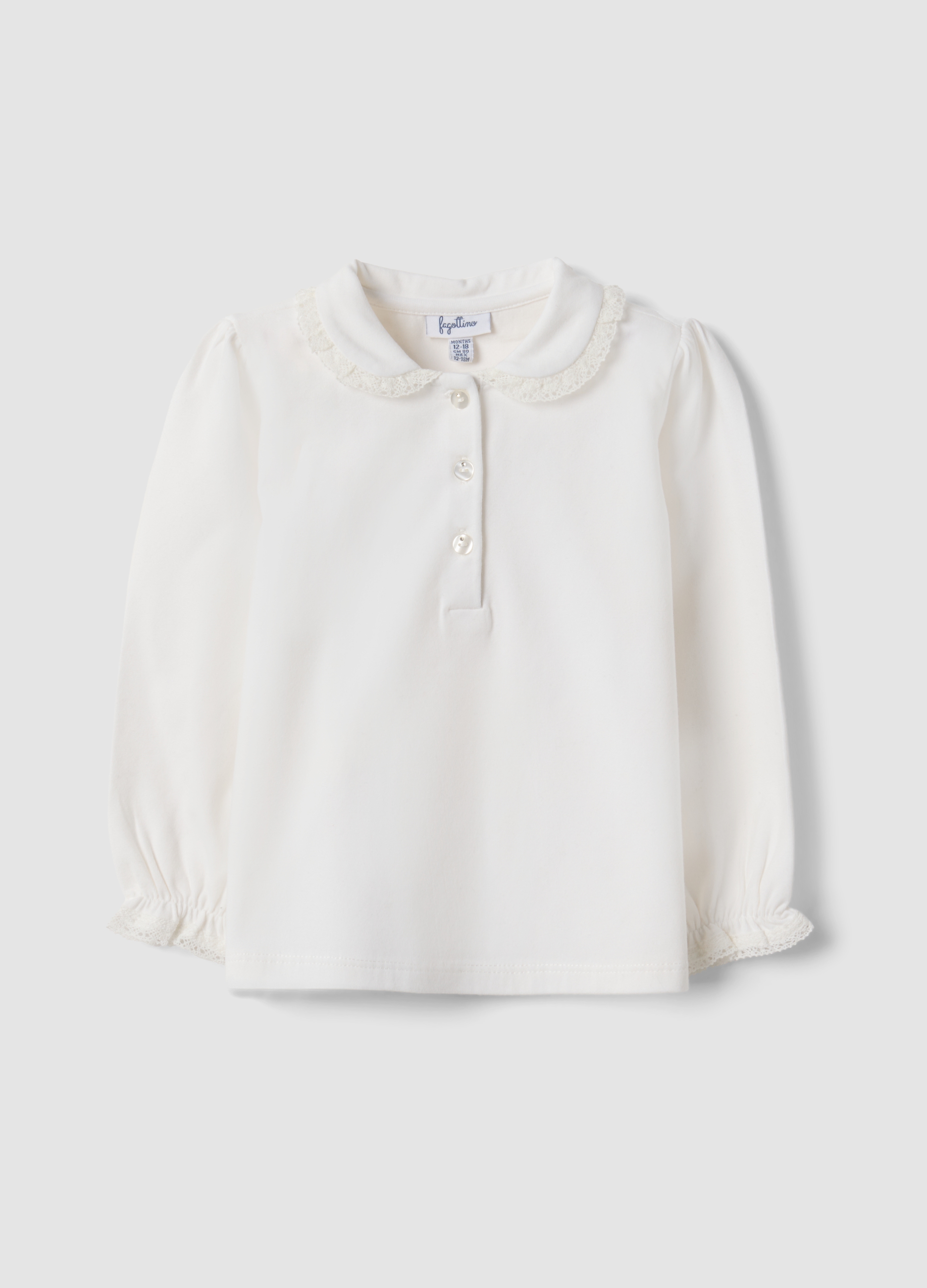 FAGOTTINO , Polo Bianca In Cotone Organico Elasticizzato, Bambina, Bianco, Taglia: 30-36