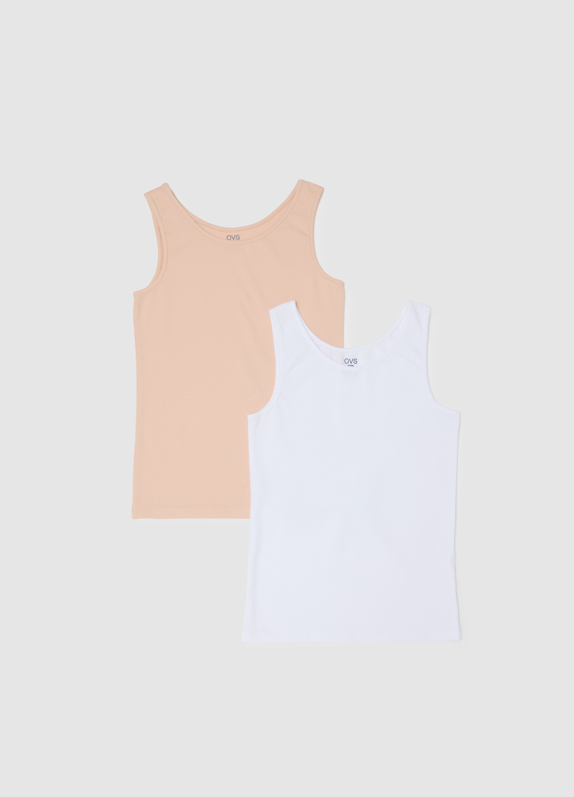 Pack De Dos Camisetas De Tirantes Multicolor Para Niña, Ajuste Regular En Algodón Elástico, Niña, Blanco/rosa, Talla: 14-15